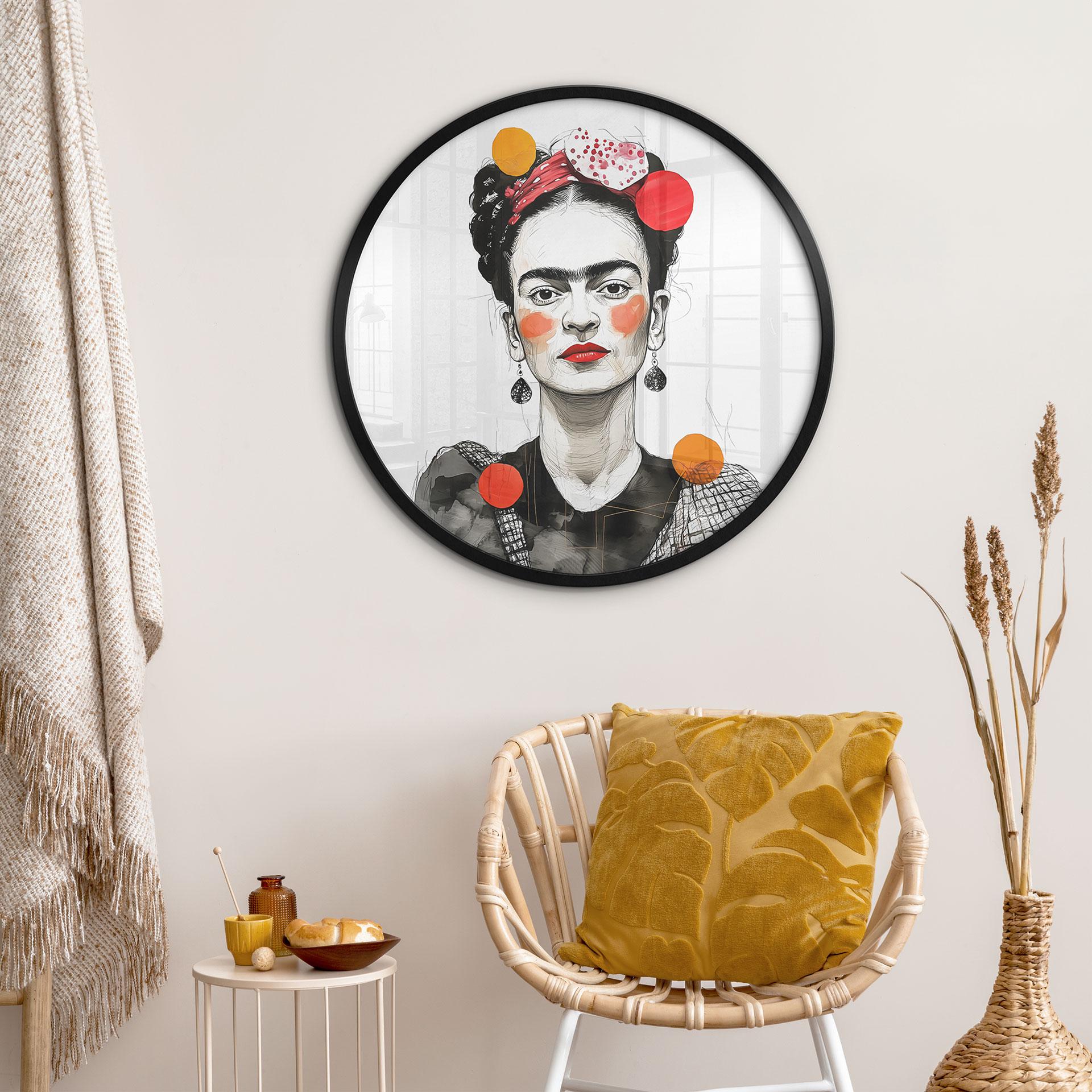 Plakat Frida Kahlo pop art-portræt - Jaszke - Rund
