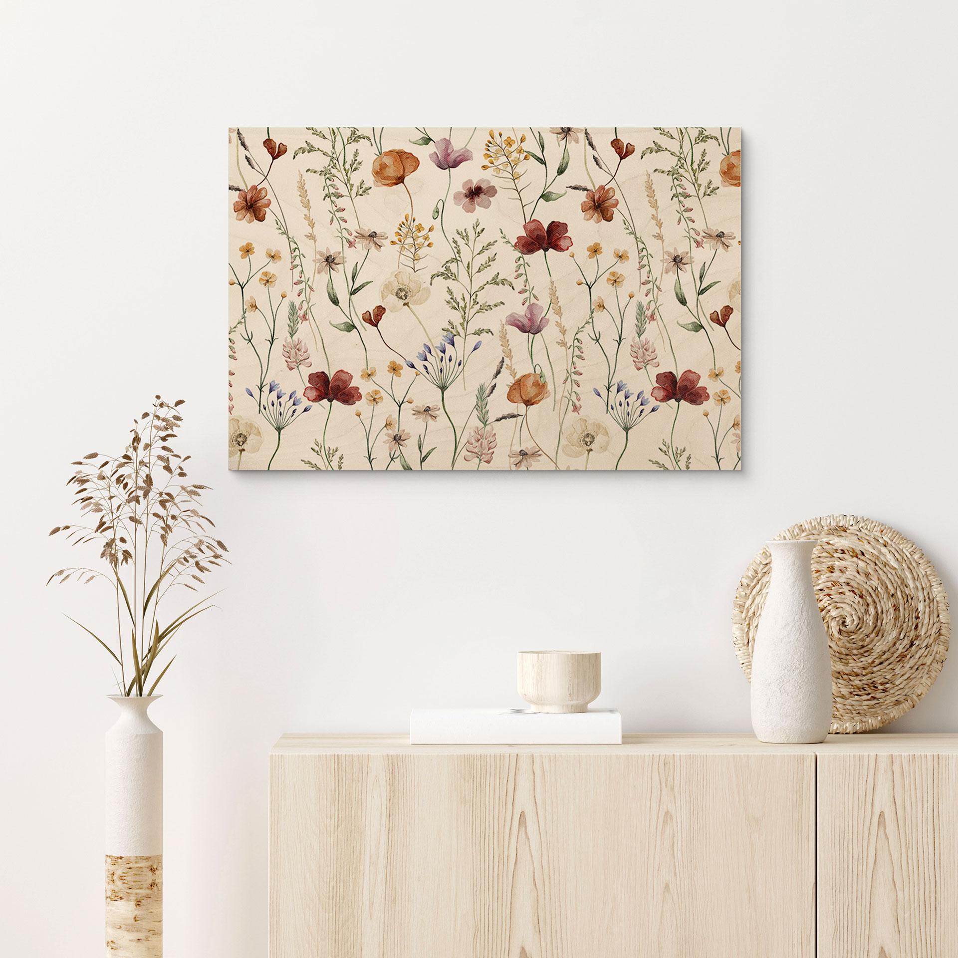 Træplakat Farverige vilde blomster - UN Designs