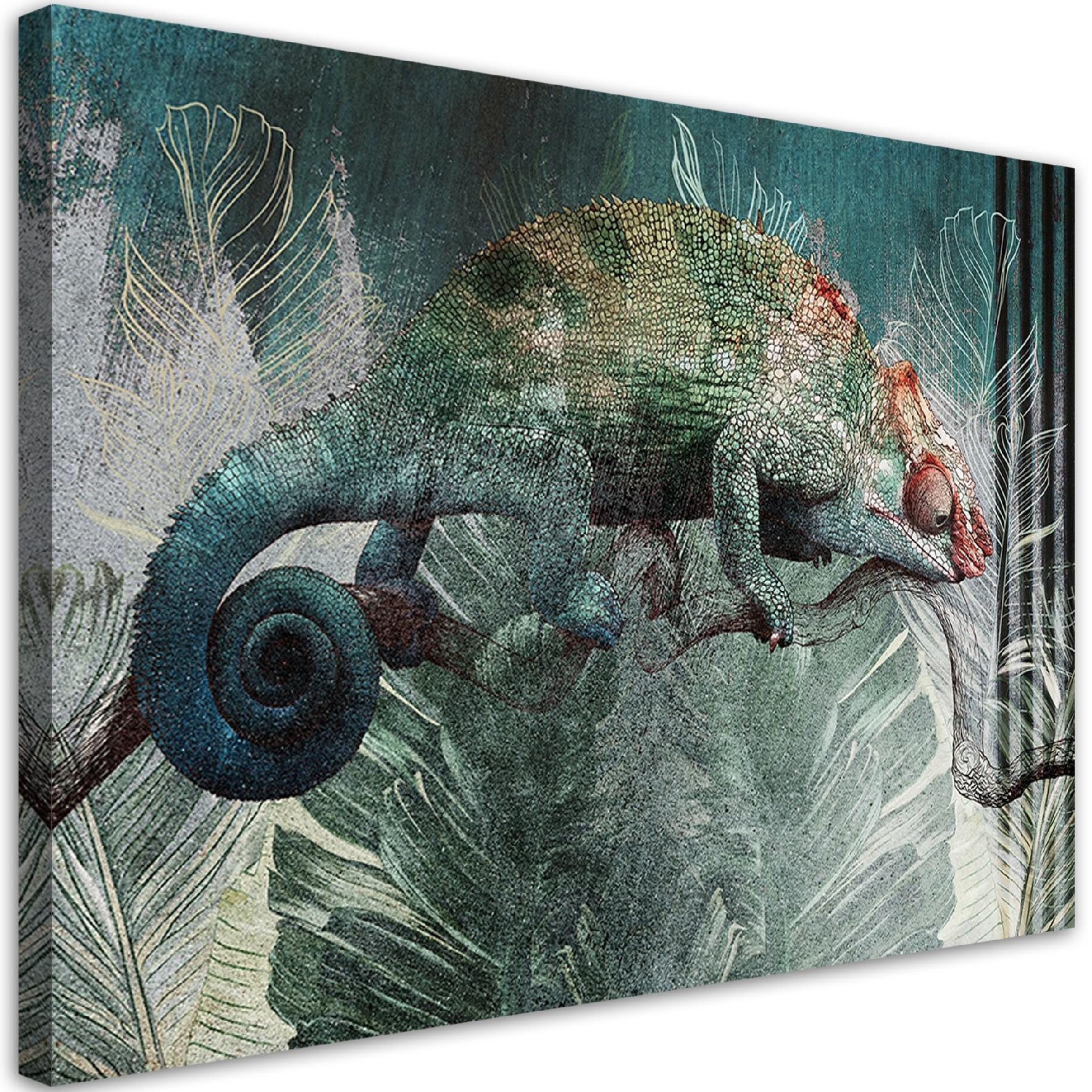 Canvasbillede, Kamæleon i jungle