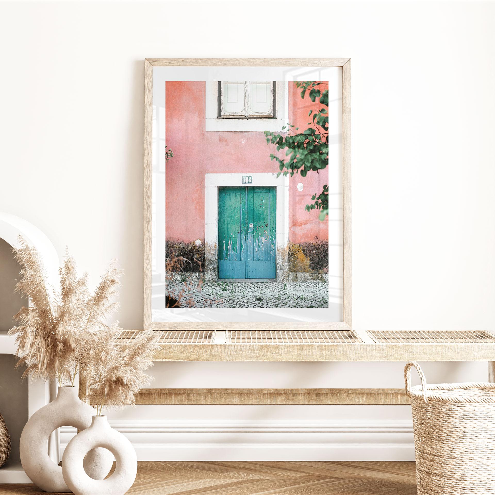 Plakat Middelhavshusets facade i Lissabon | Vintage dør - Zwart