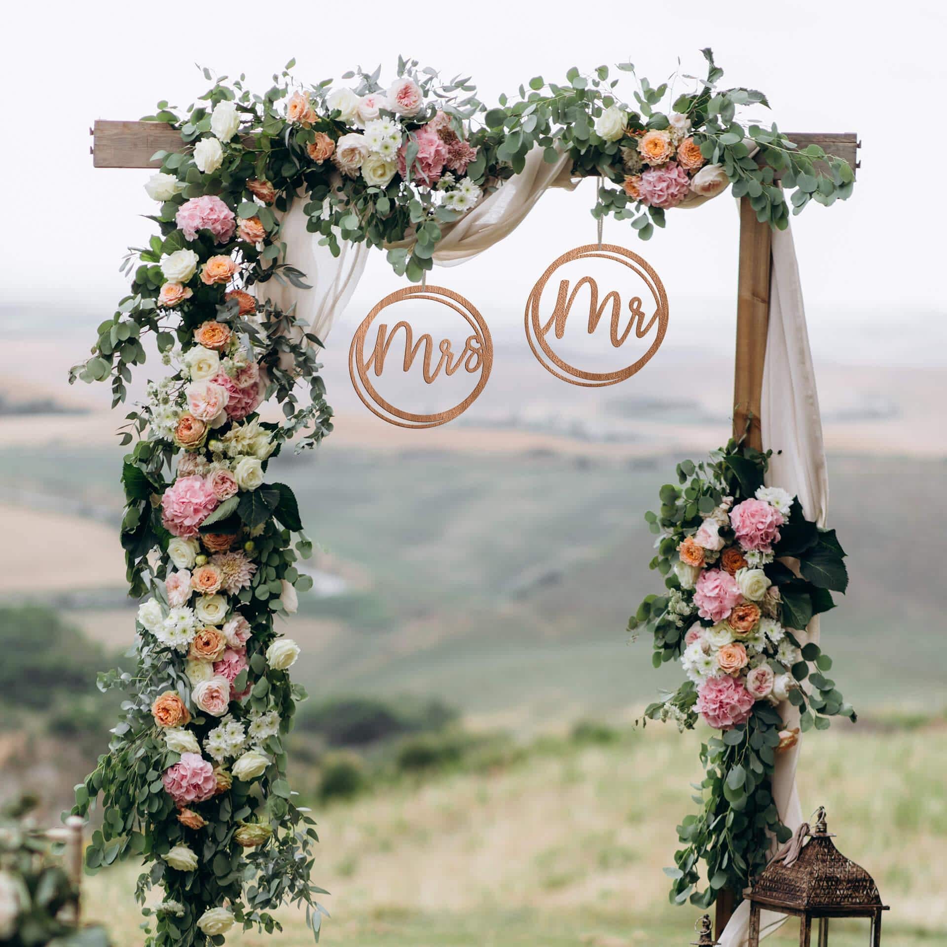 Letras de madera boda Sr. y Sra. - caoba