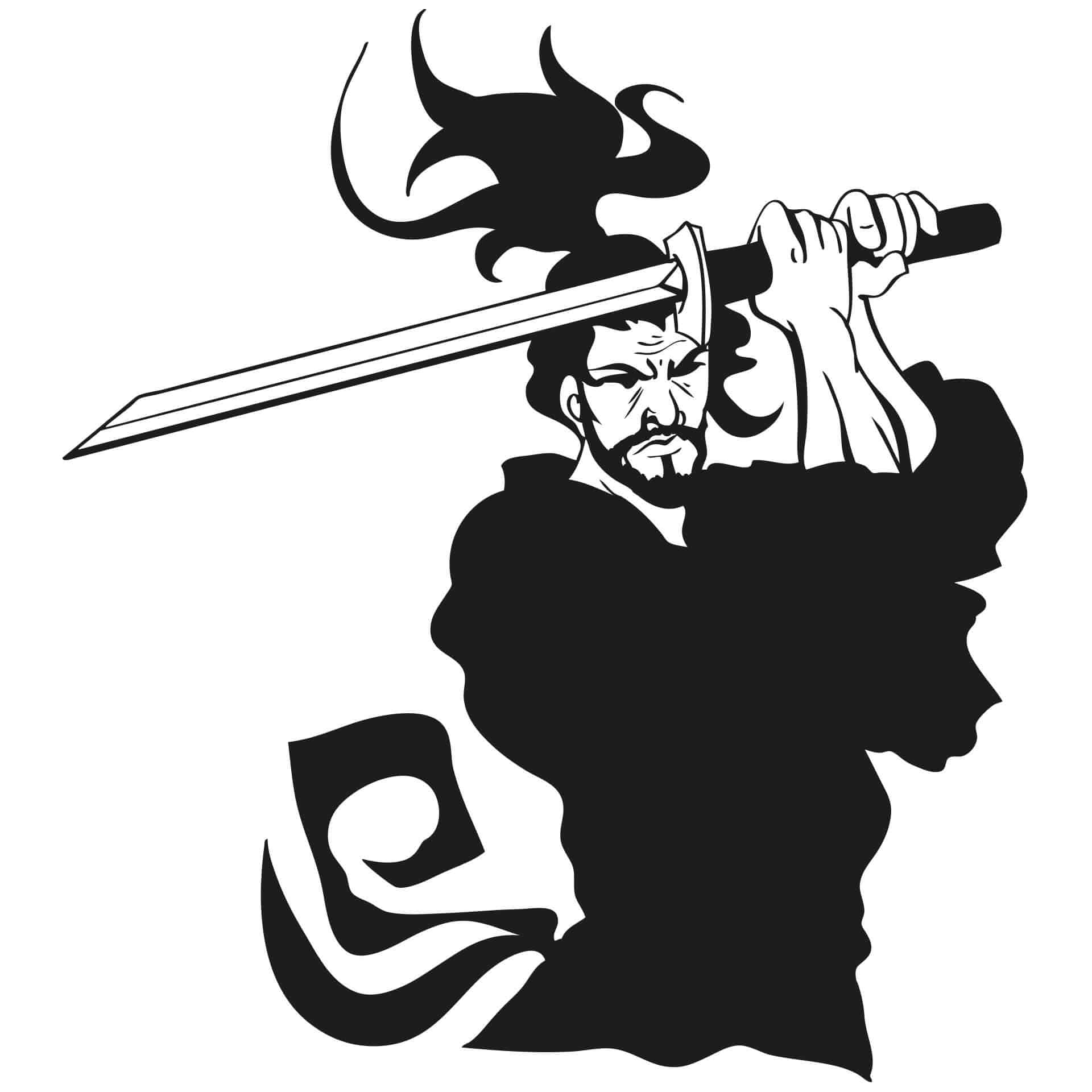 Wallsticker -  Kæmpende Samurai