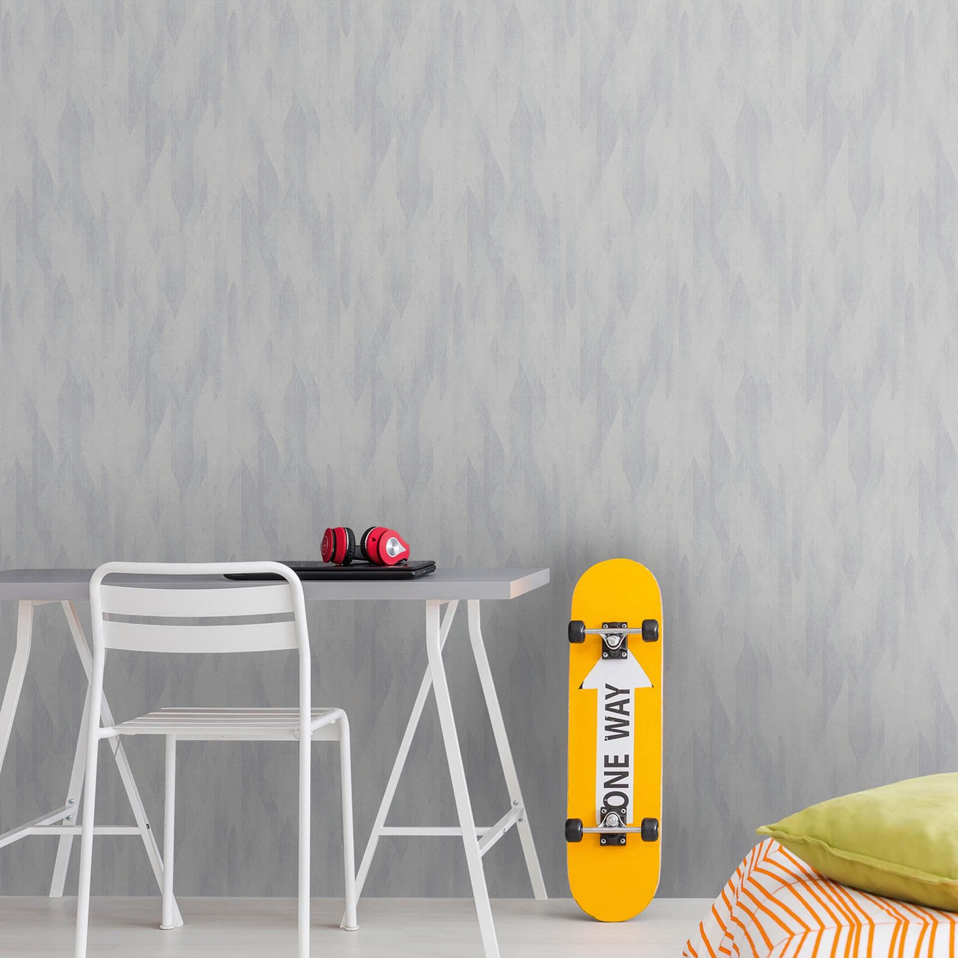 Scandinavisch grafisch behang grijs, wit - grafisch vliesbehang voor keuken, hal, woonkamer