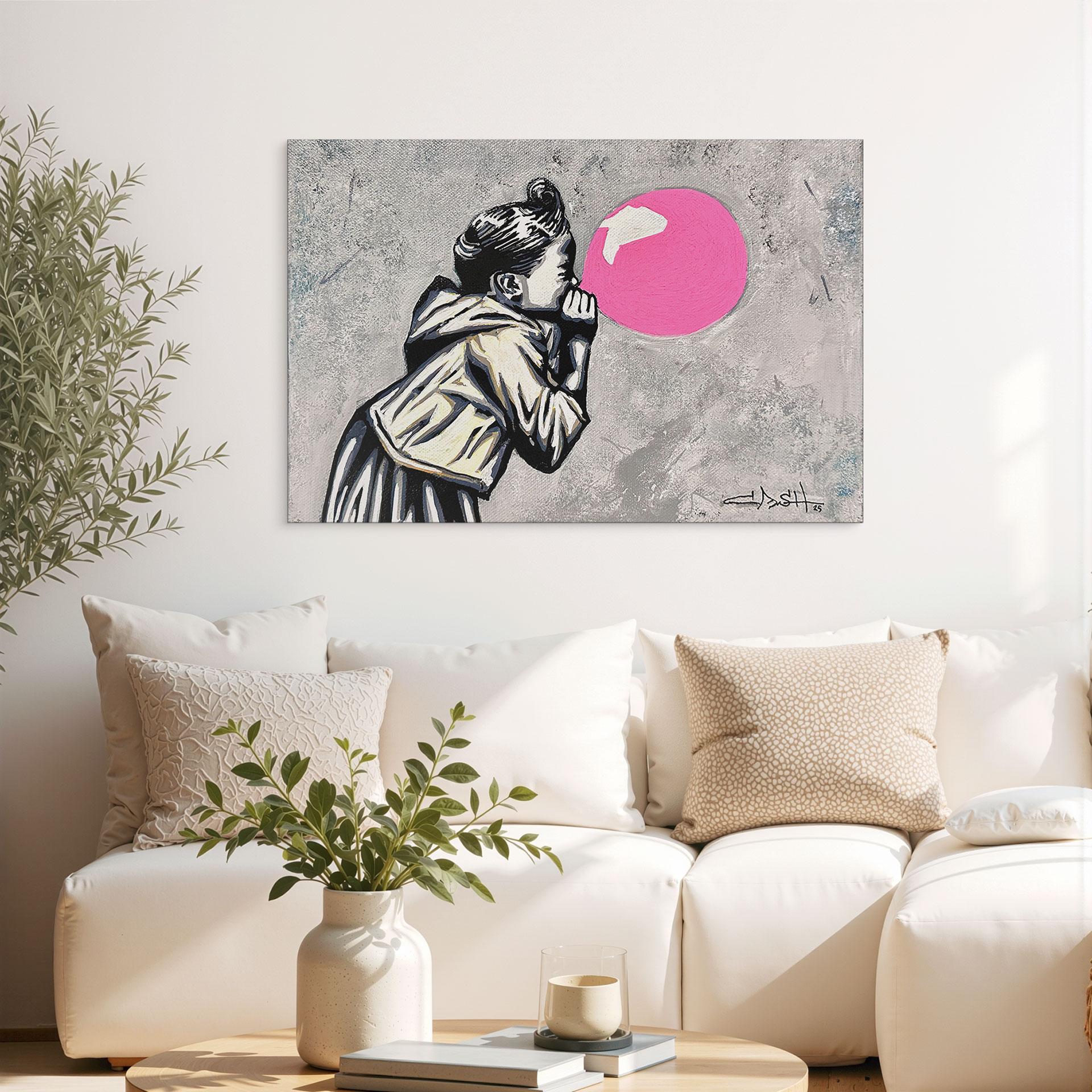 Wandbild Pink Bubblegum Streetart - Habib - Alu-Dibond