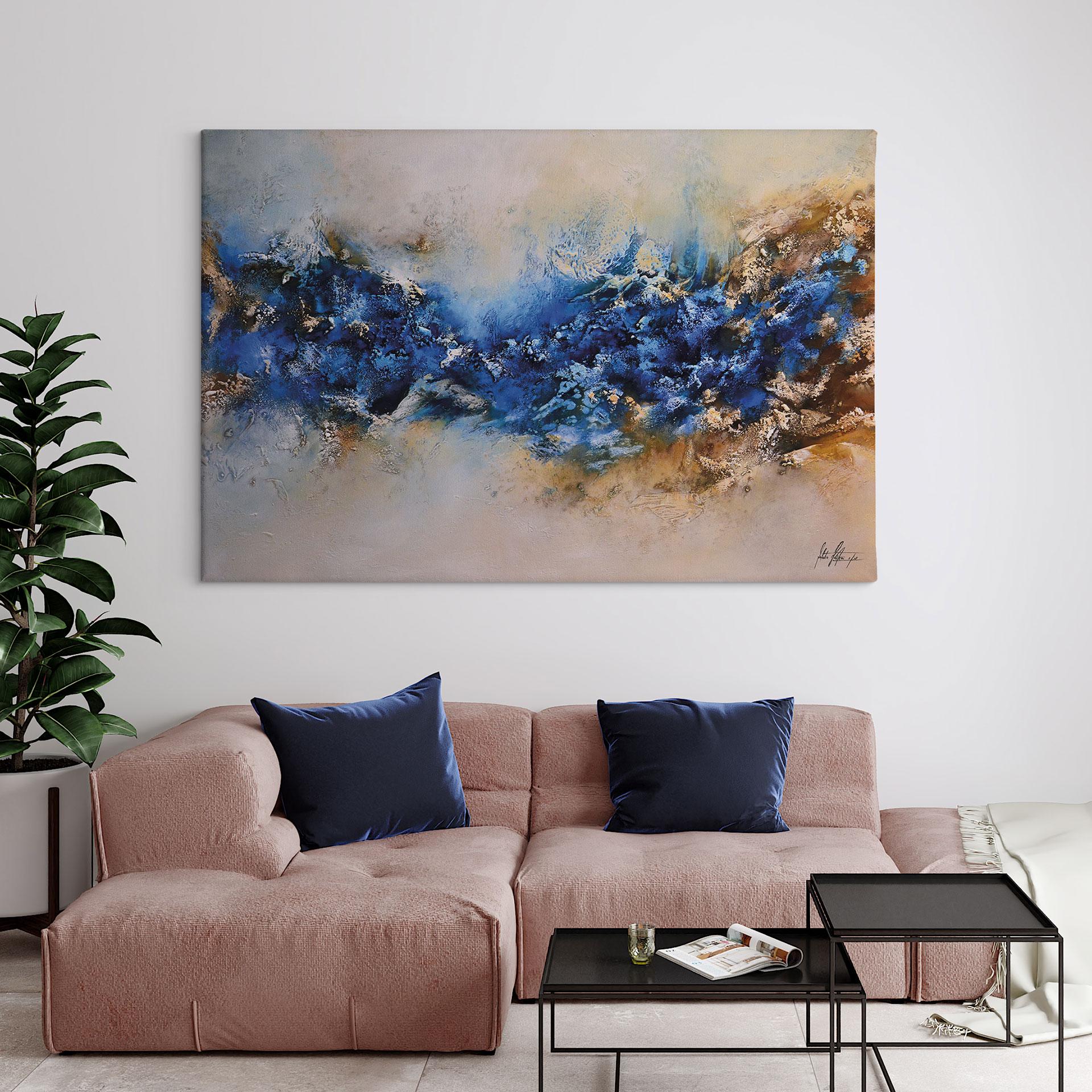 Canvasbillede Blå-gyldent samspil - Fedrau
