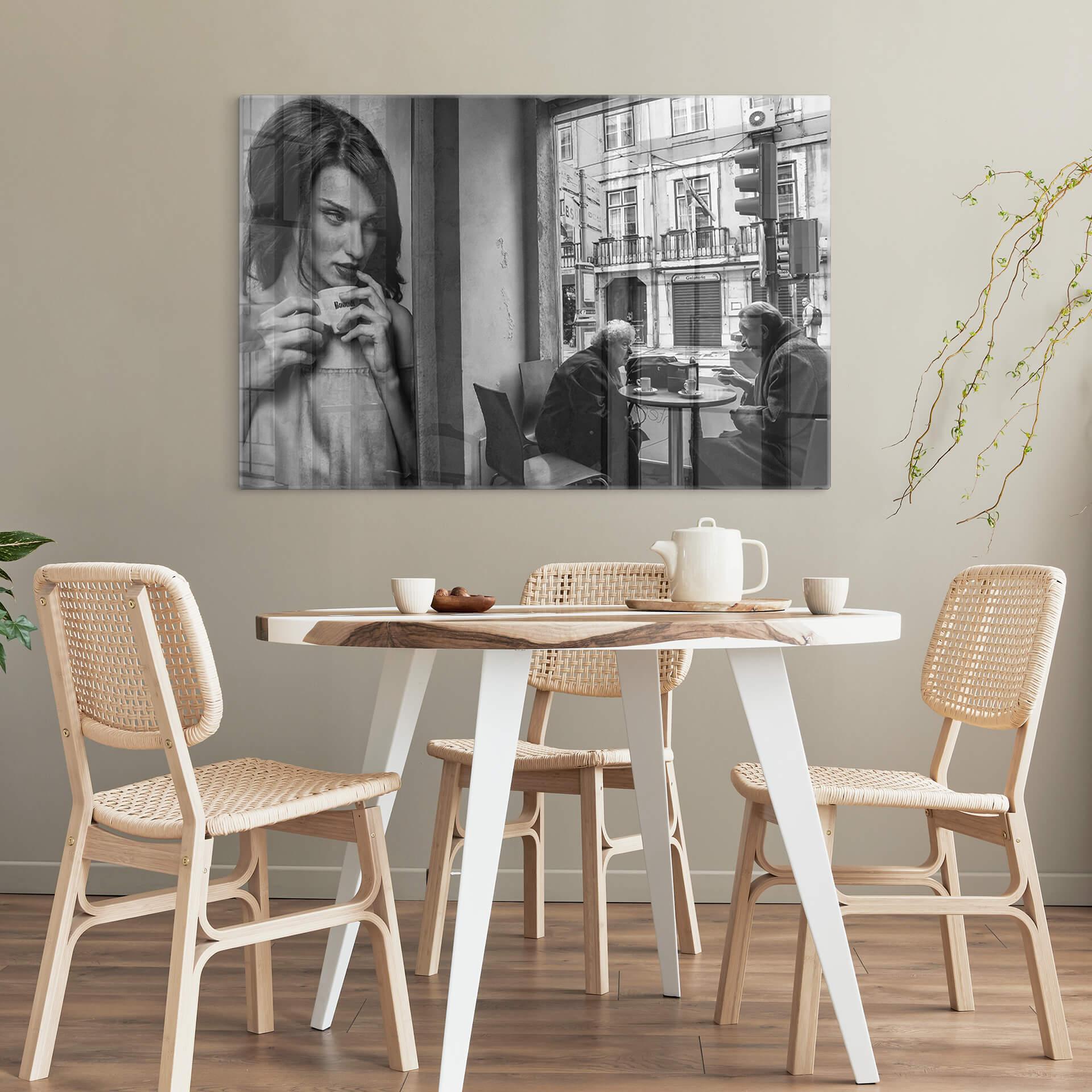 Glasschilderij Sarmento - Samenzijn in het Café