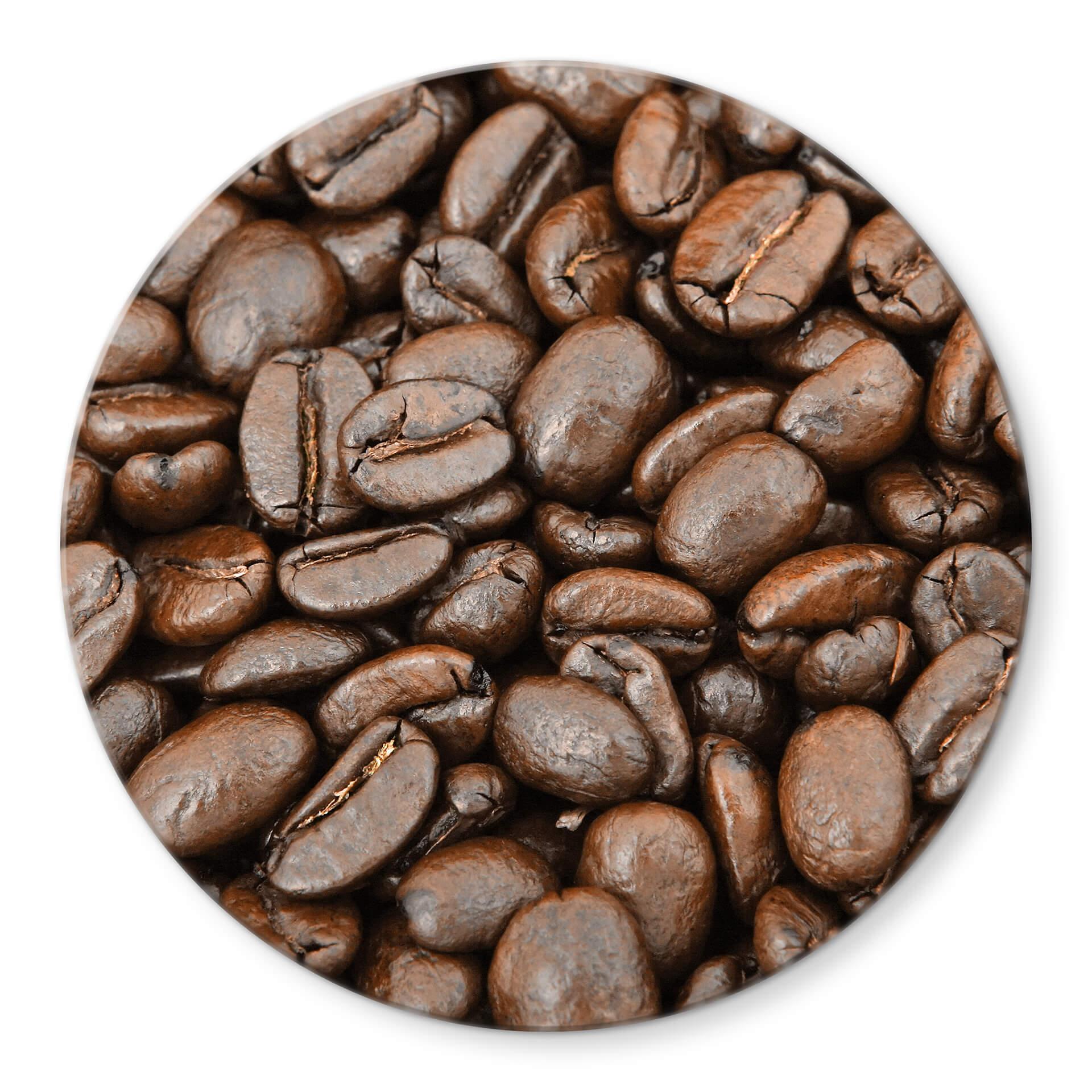 Tableau sur verre rond Arôme de café en grains