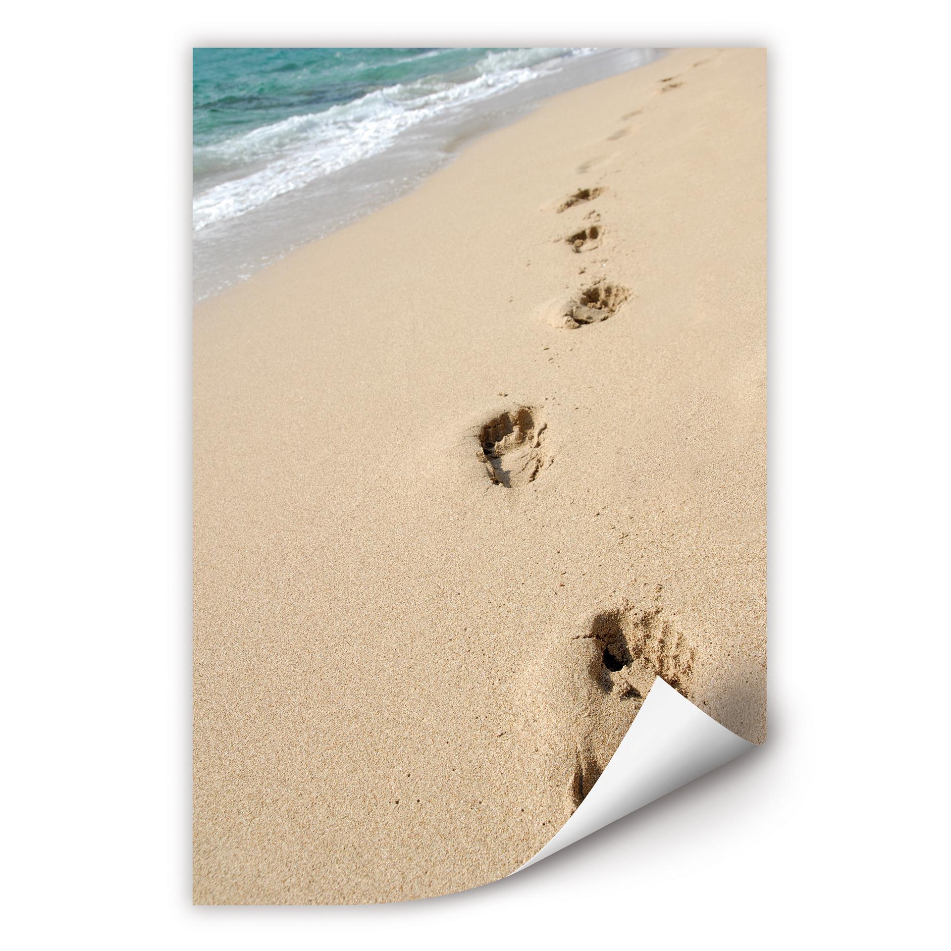 Poster autocollant - W - Empreintes dans le Sable