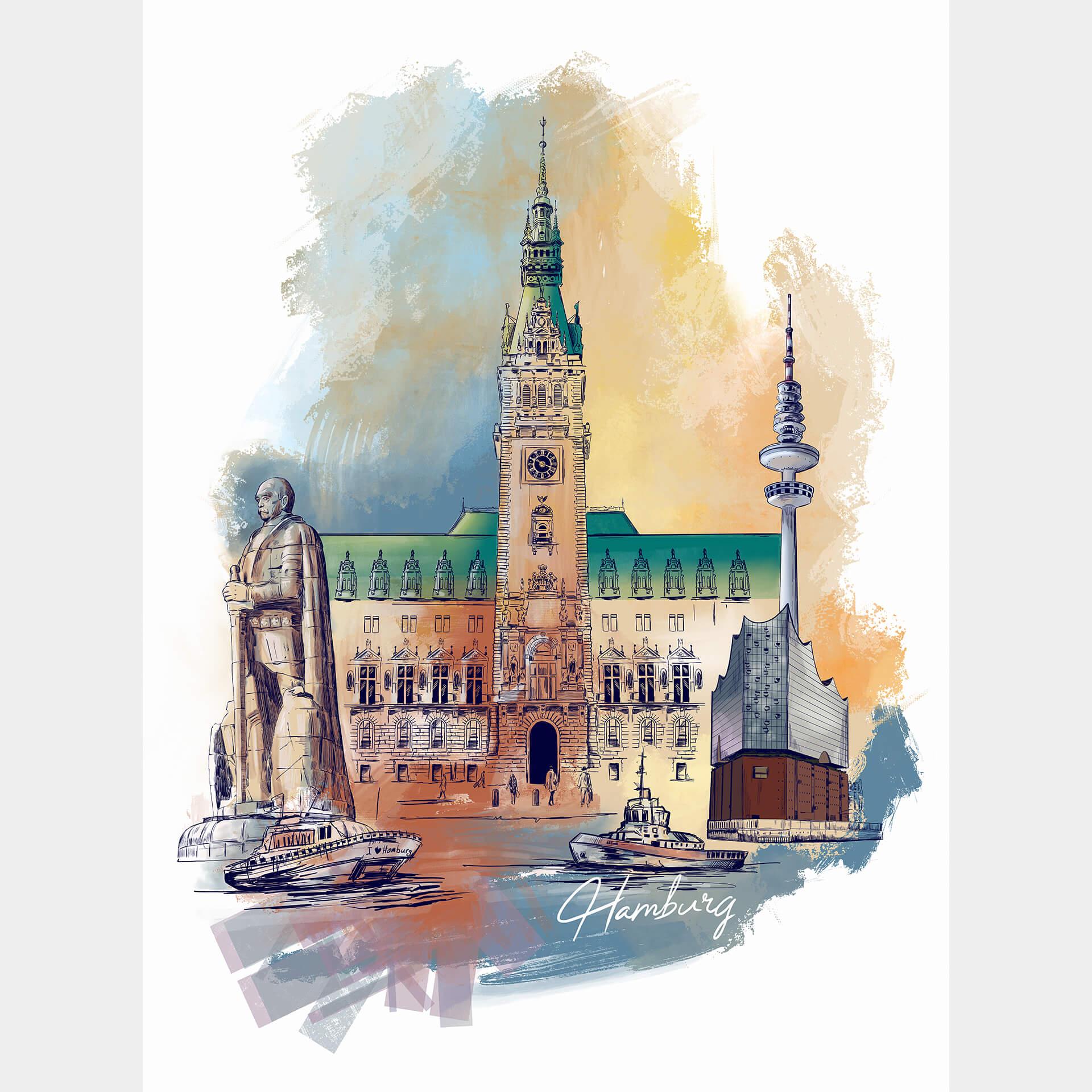 Fotobehang Love your City - Hamburg