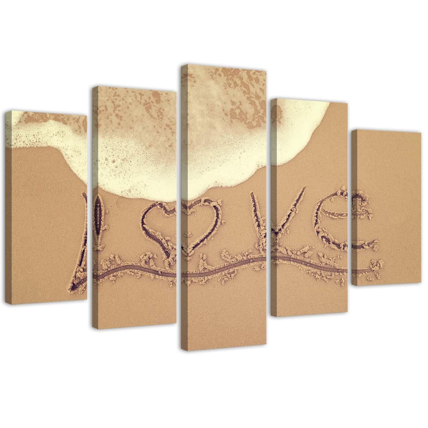5 stykke lærredstryk Love Sand bogstaver