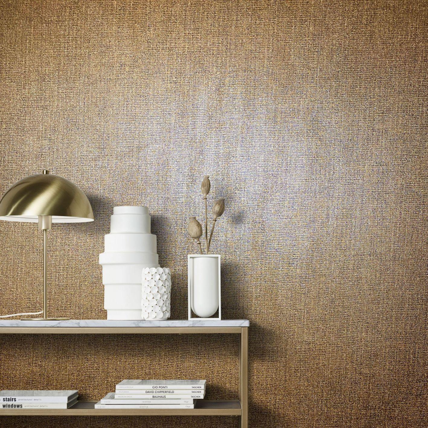 Tekstureret, non-woven Natural Opulence tapet i kobber