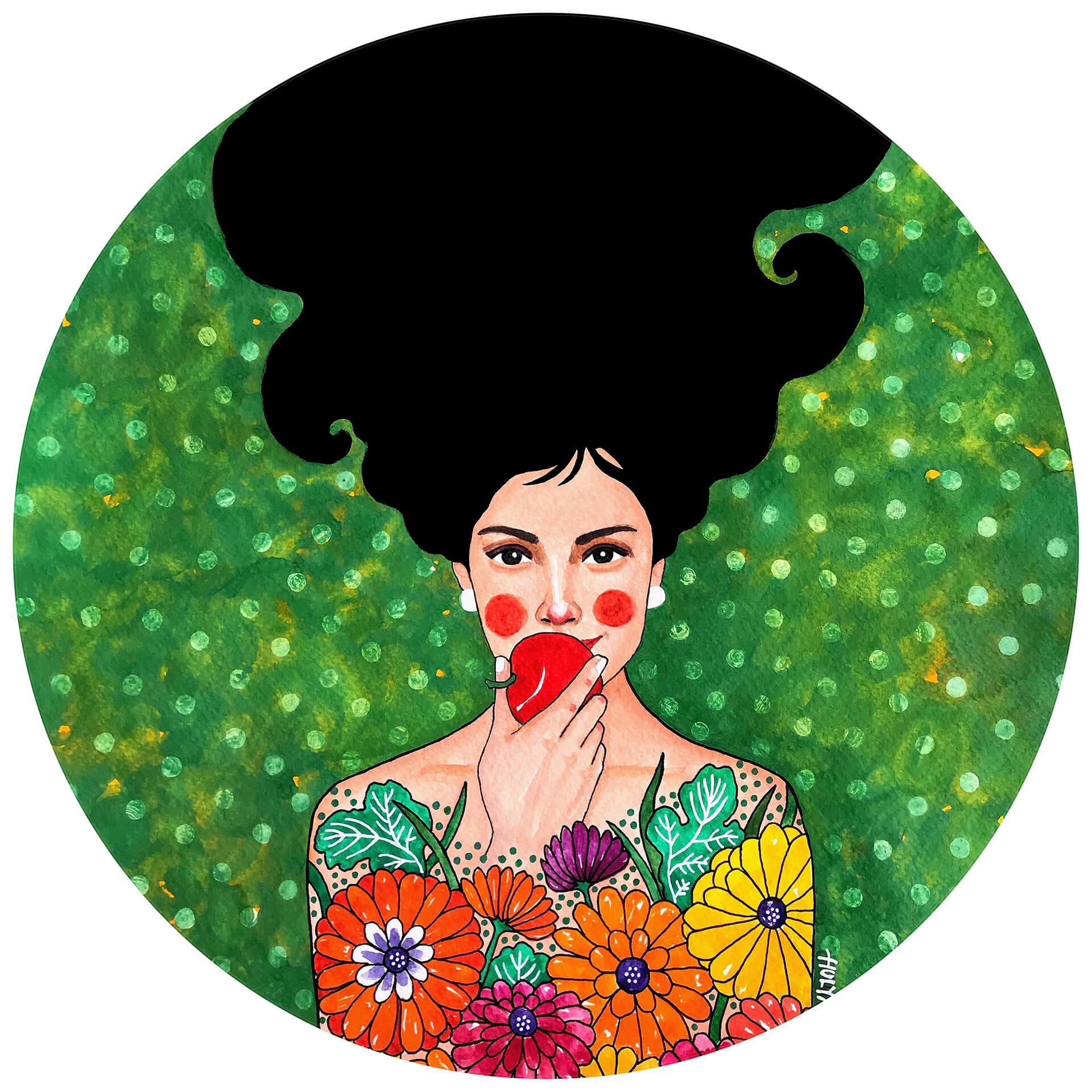 Behangcirkel Hülya - the Red Apple - vliesbehang/zelfklevend vliesbehang