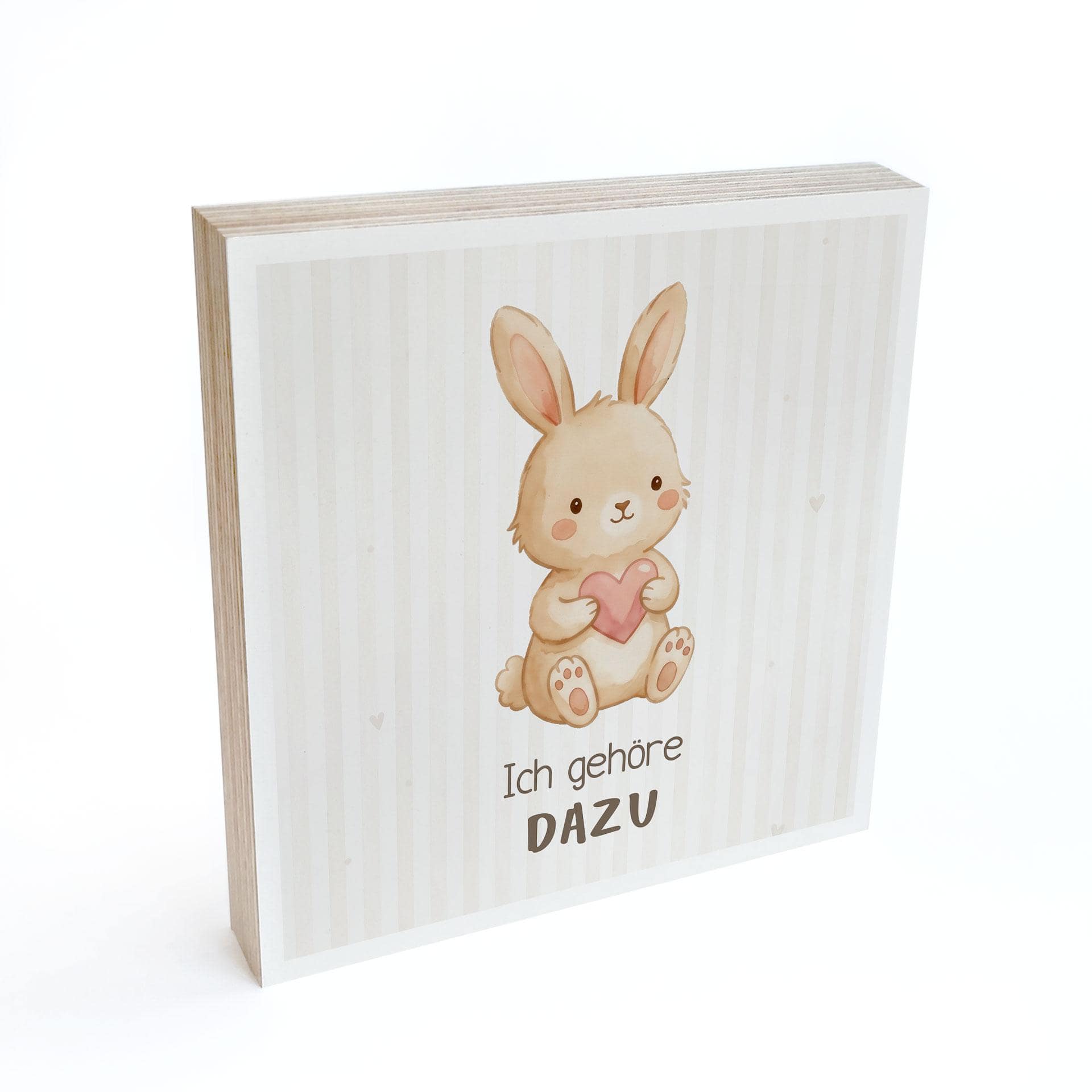 Holzbild zum Hinstellen - Hase mit Mutmachspruch 'Ich gehöre dazu'