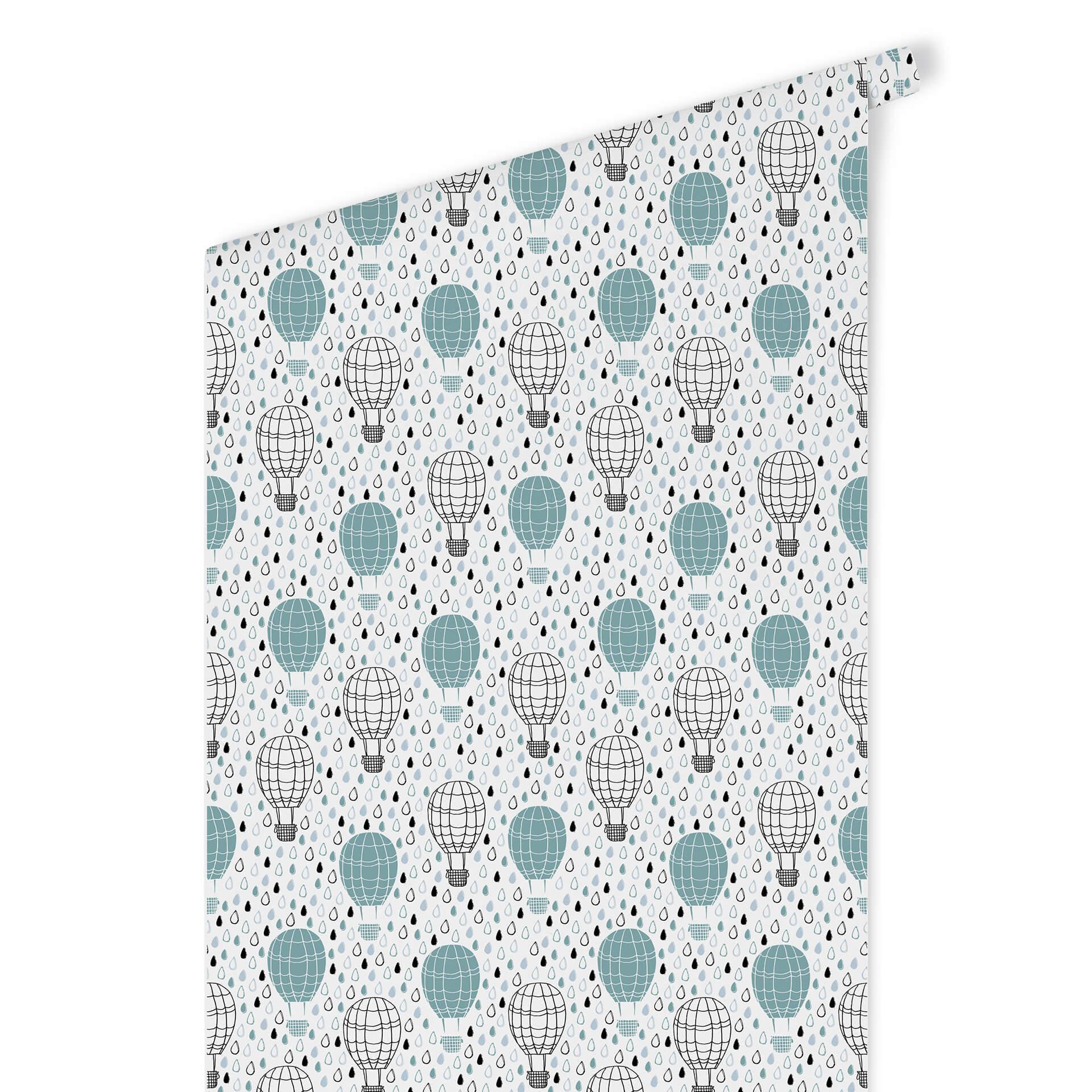 Patroonbehang Hete Luchtballon - mint