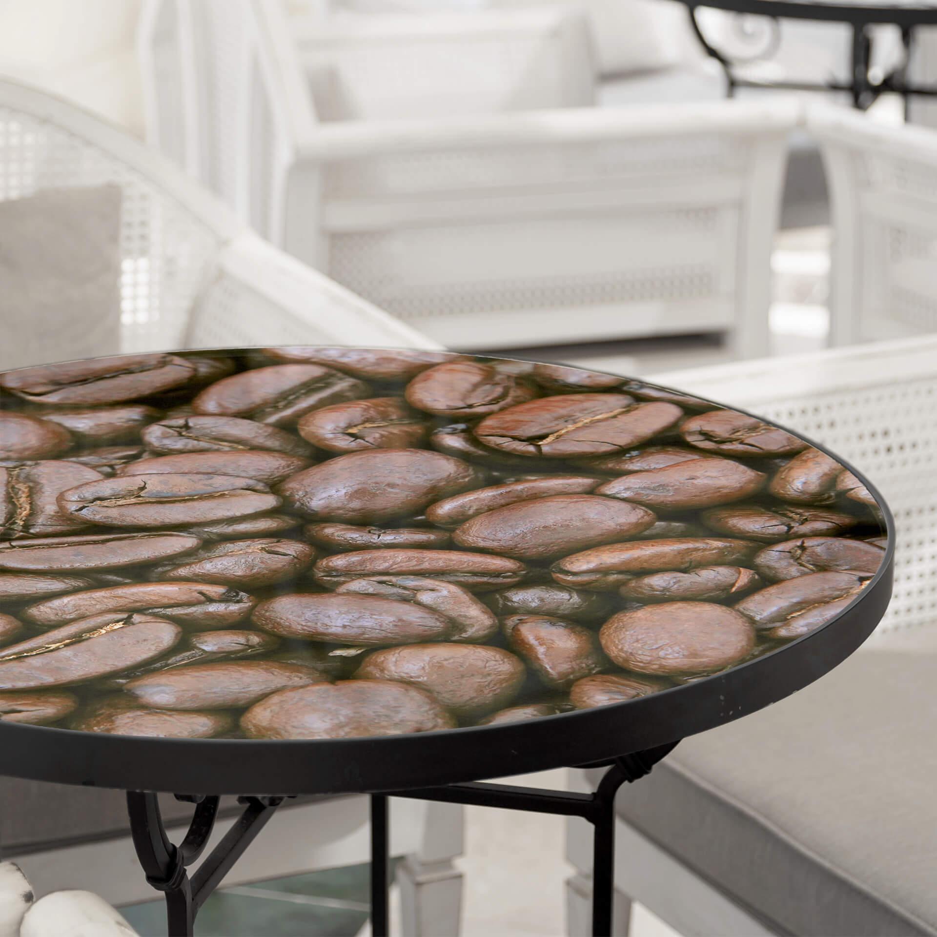Plateau de table en verre - Arôme de café - Rond