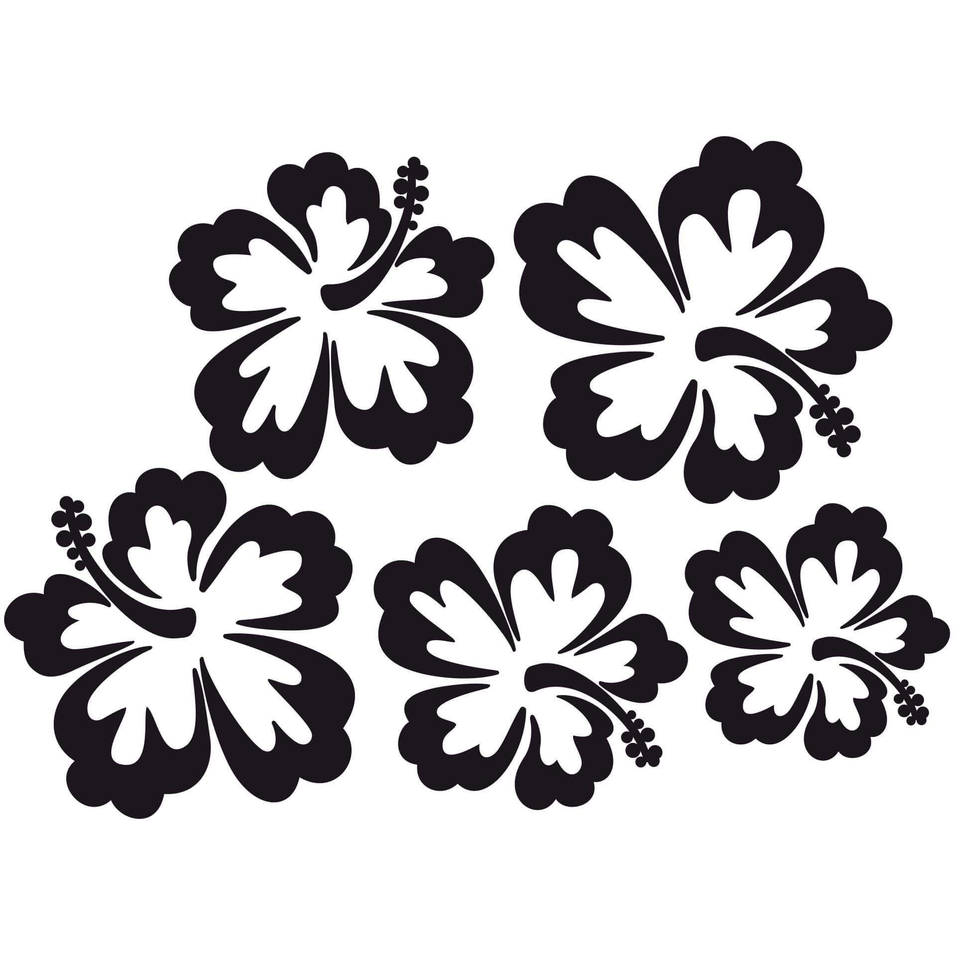 Muurstickers Hawaii Bloemen Set van 5