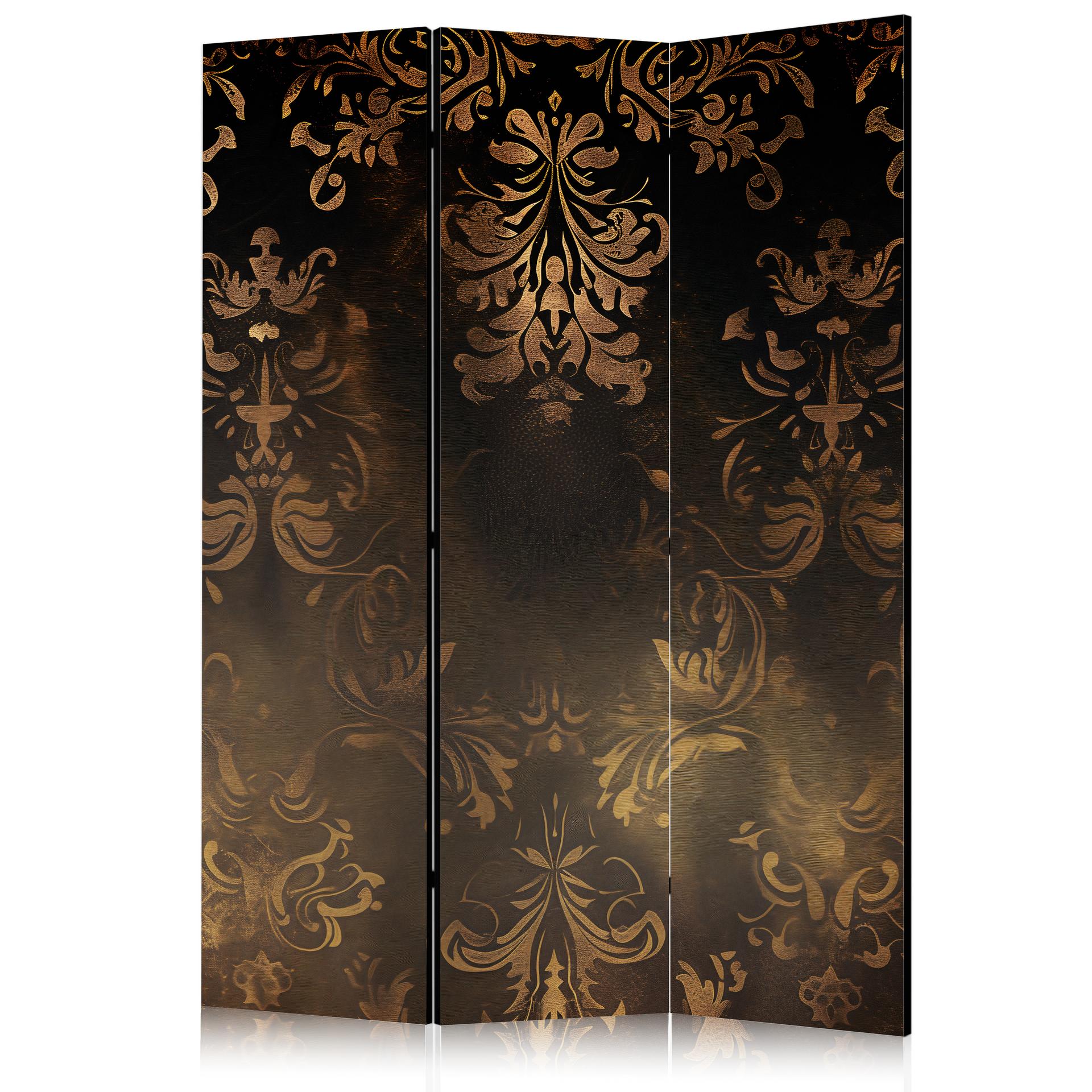 Paravent, Raumteiler freistehend, Trennwand - Baroque Ornaments in Patinated Gold and Bronze - Retro