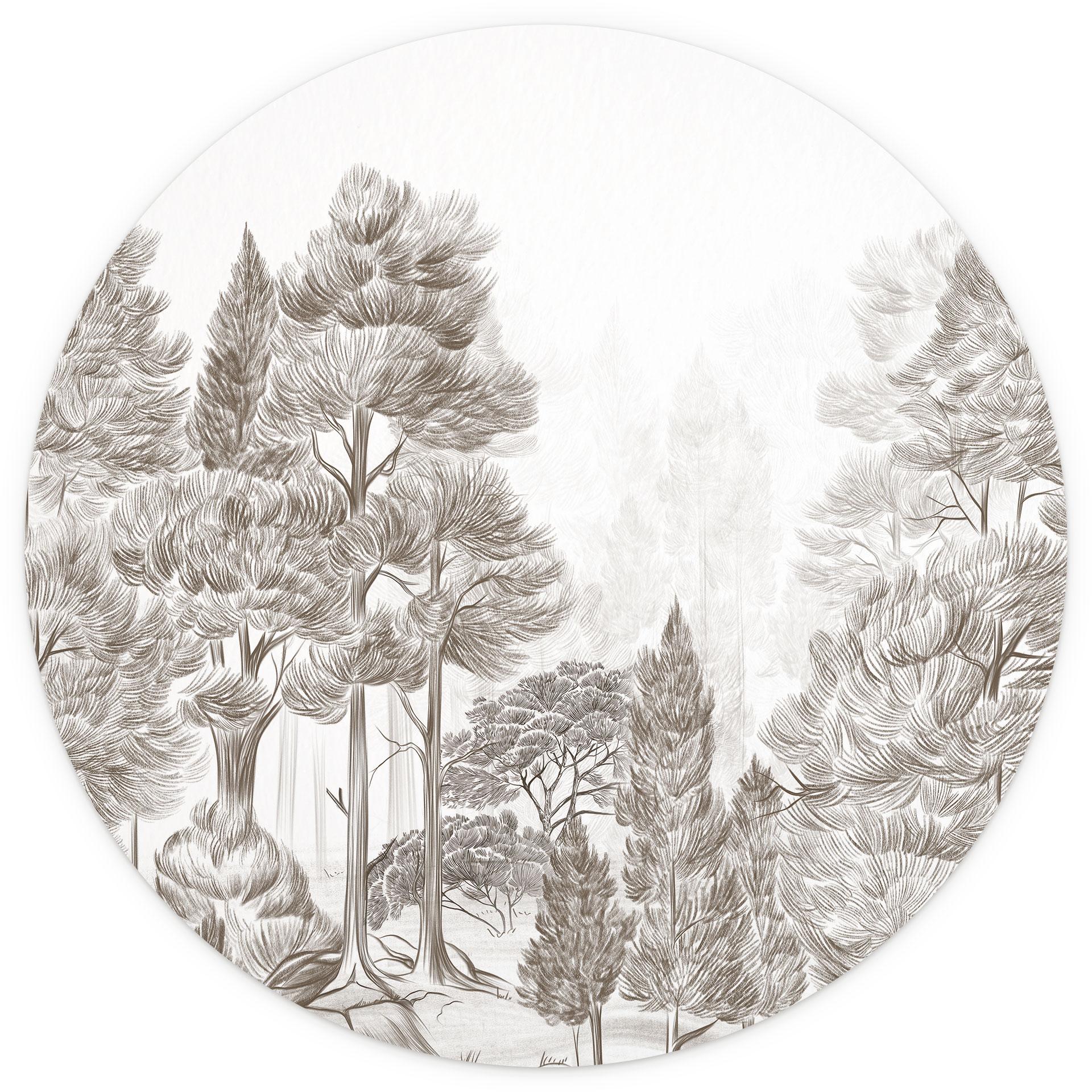 Fototapete Wald mit Waldlandschaft in Beige - Ms Tiff - Rund - Selbstklebend/Vlies