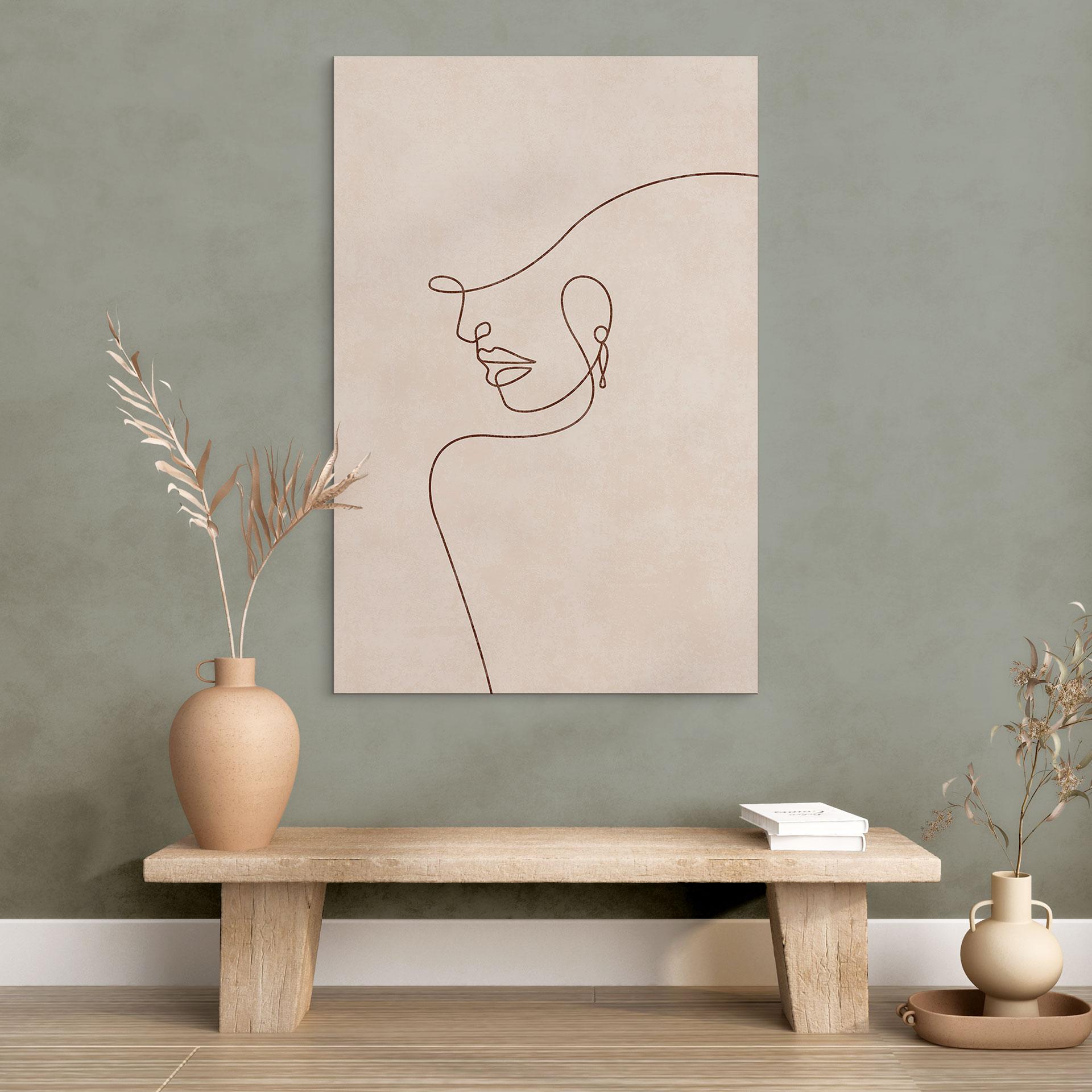 Billede Delikate konturer af en kvinde - Line Art - Tunaboylu – print på aluminium (Alu-Dibond)