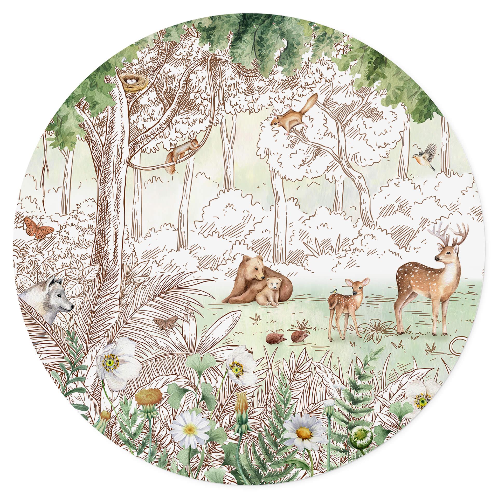 Wandtattoo Kikki Belle - Waldfreunde Frühling - Rund