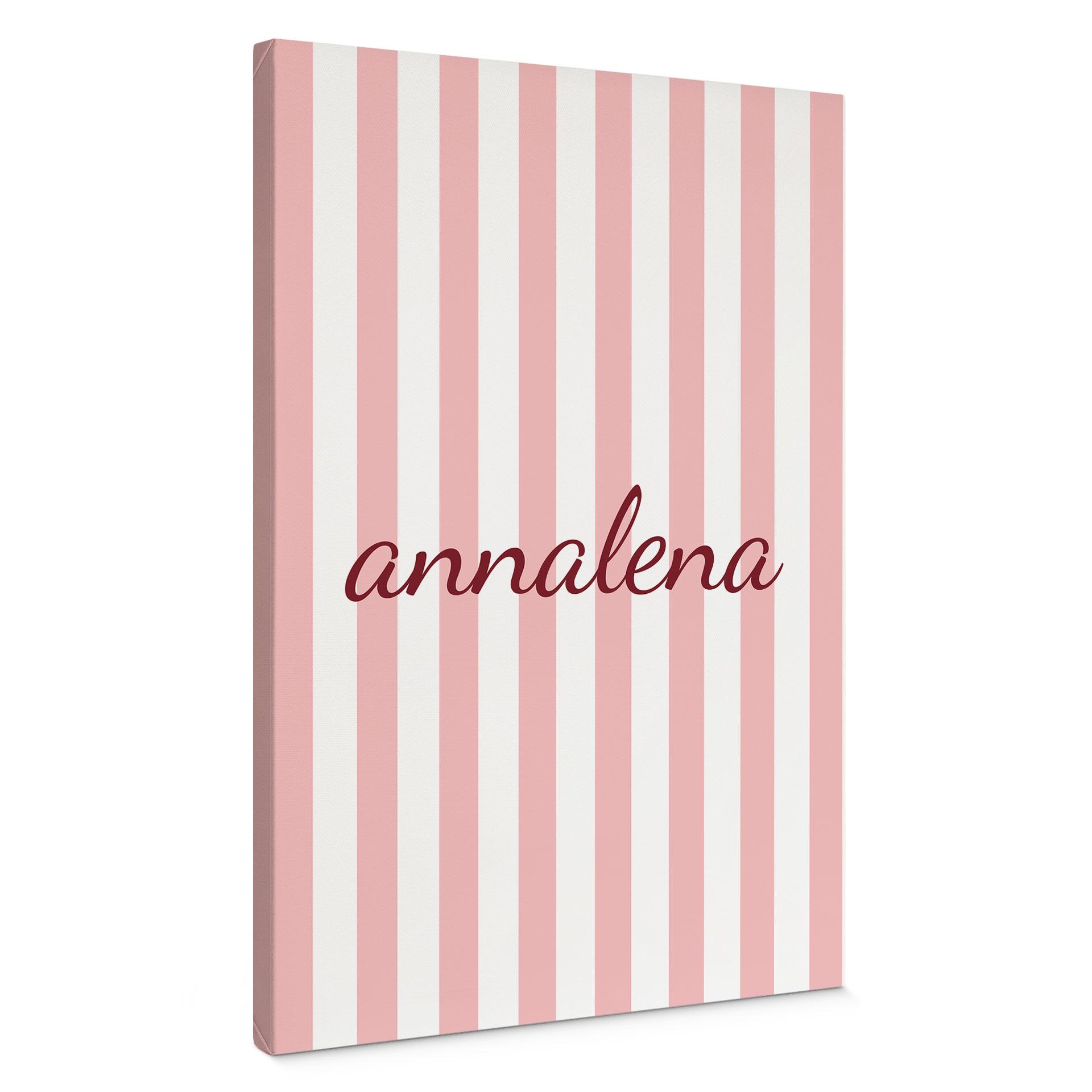 Personligt Canvasbillede med striber i pink