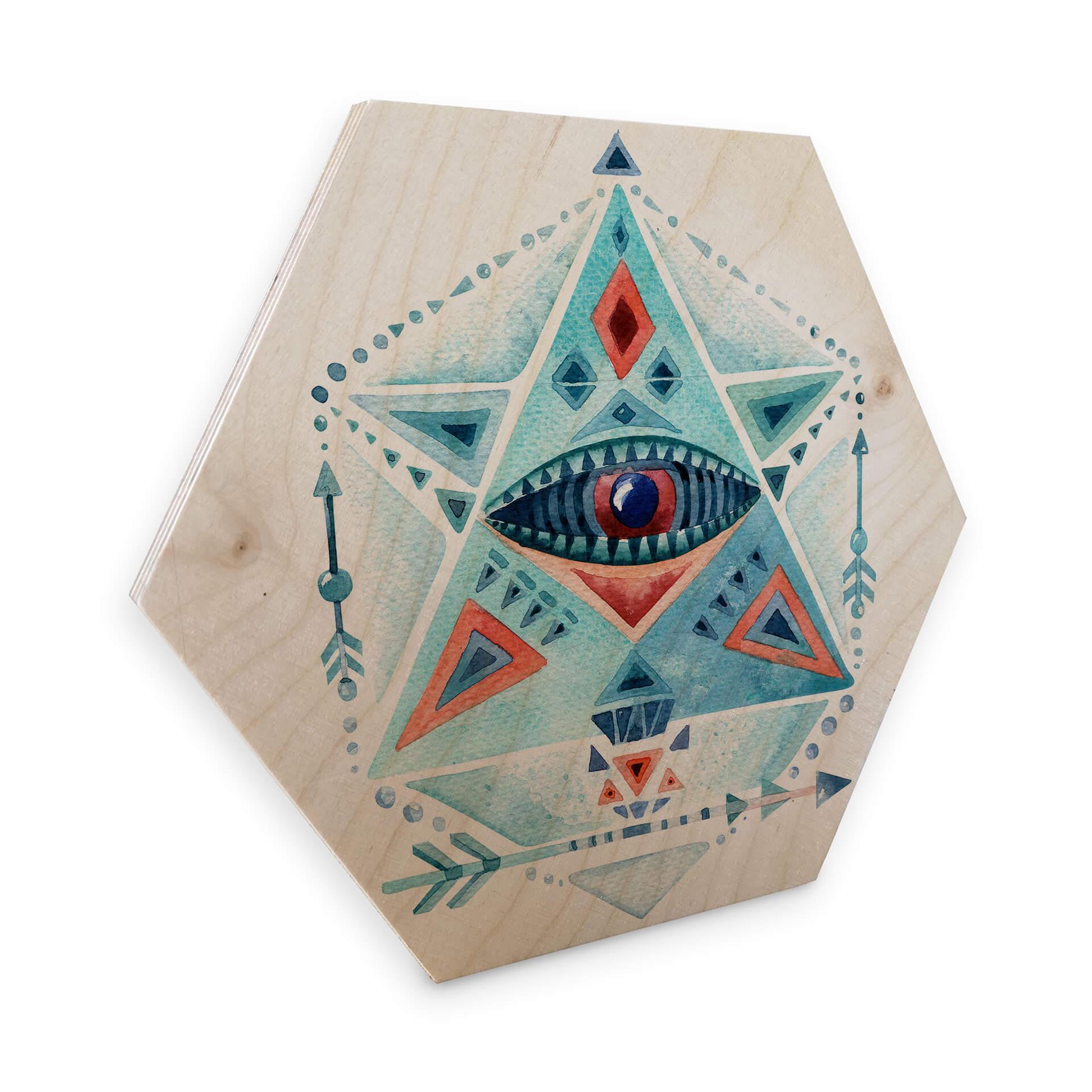 Hexagon - Birketræ - Kvilis - Blå prismer