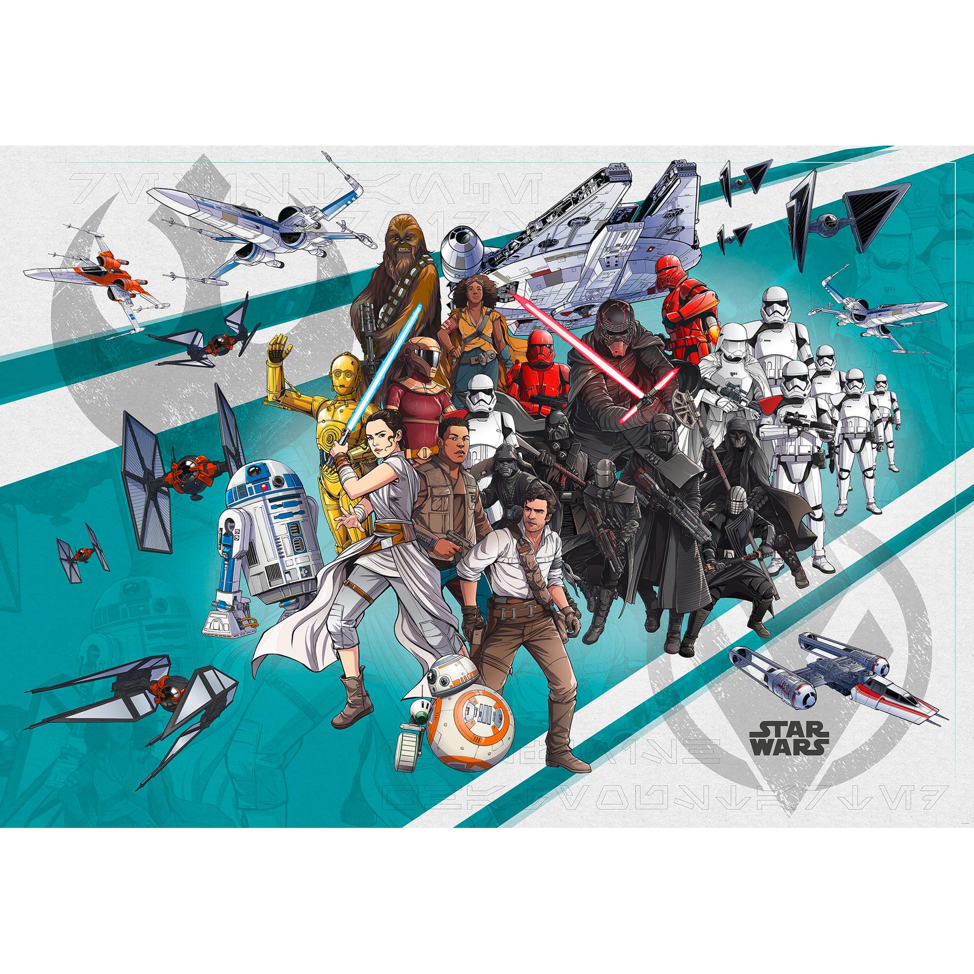Vlies Fototapete - Star Wars Cartoon Collage Wide - 400 x 280 cm