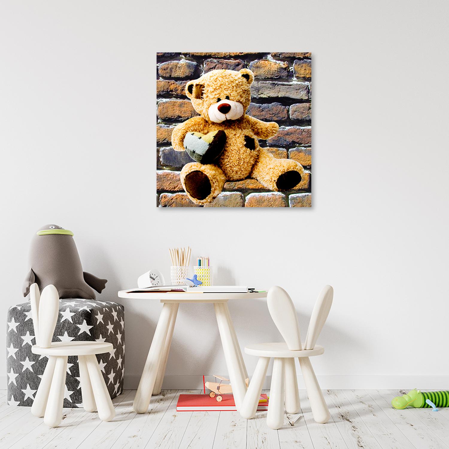 Canvasbillede, bamse med hjerte