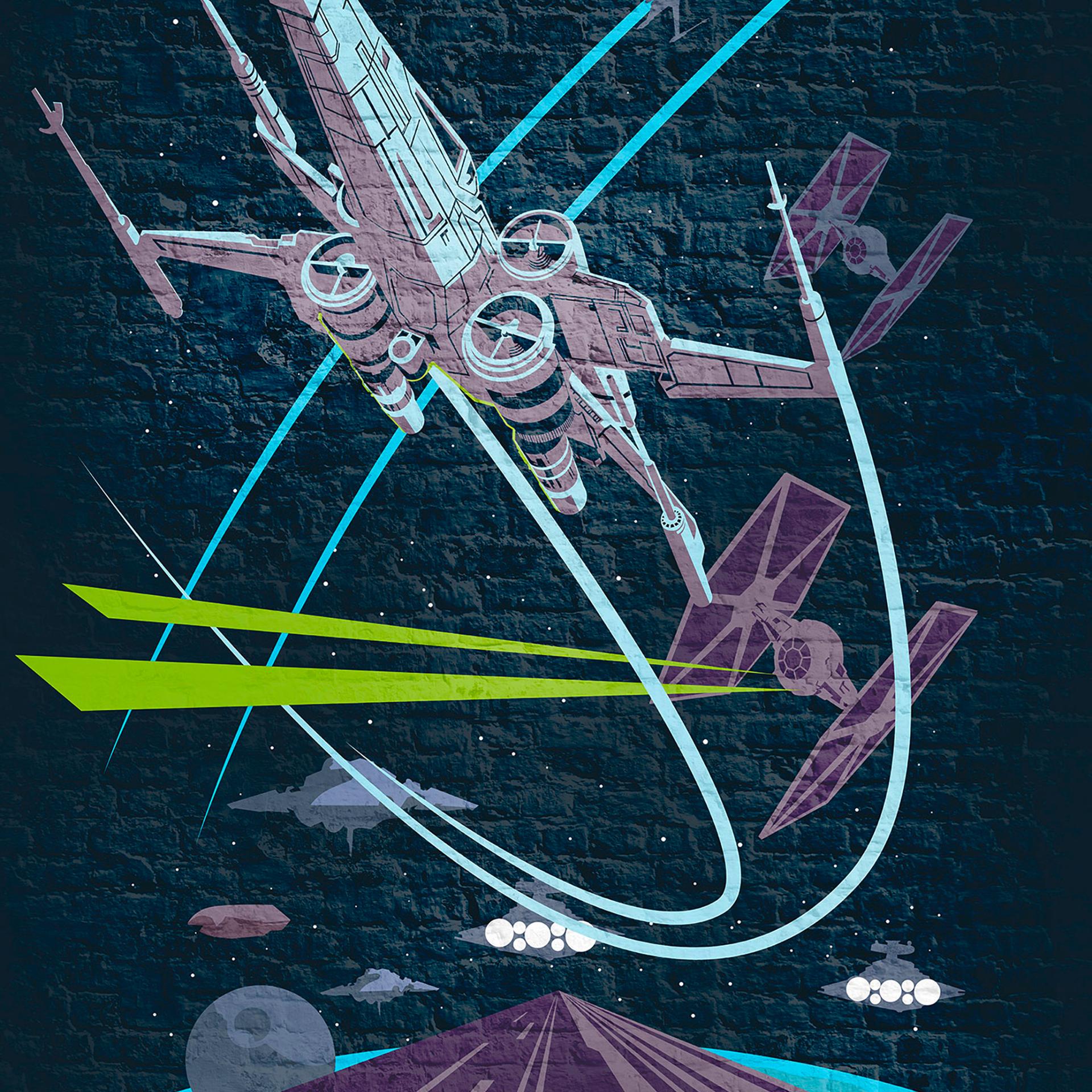 Vlies Fototapete - Star Wars Classic Concrete X-Wing - 200 x 280 cm