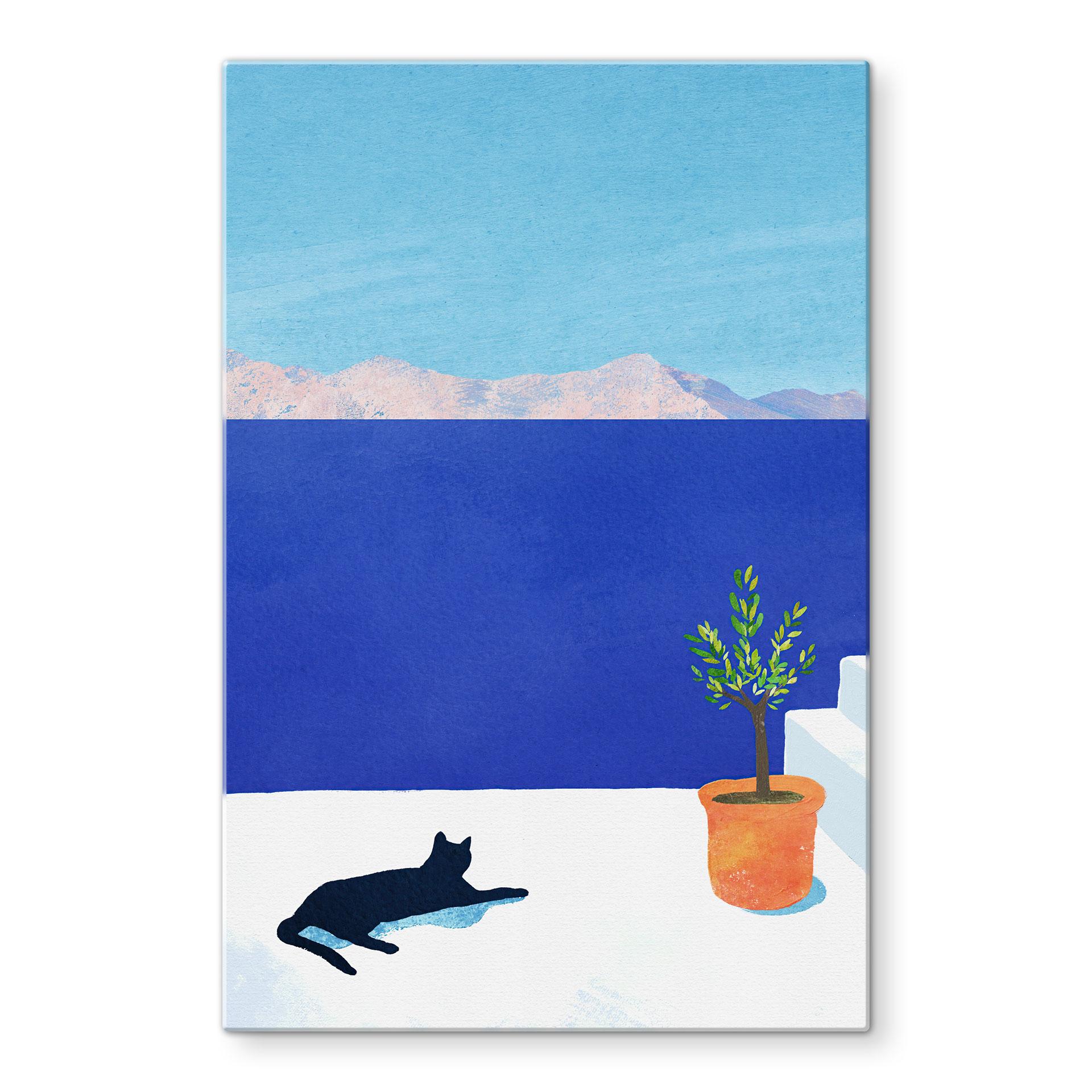 Glasbillede - Siesta med kat ved havet - Rivers