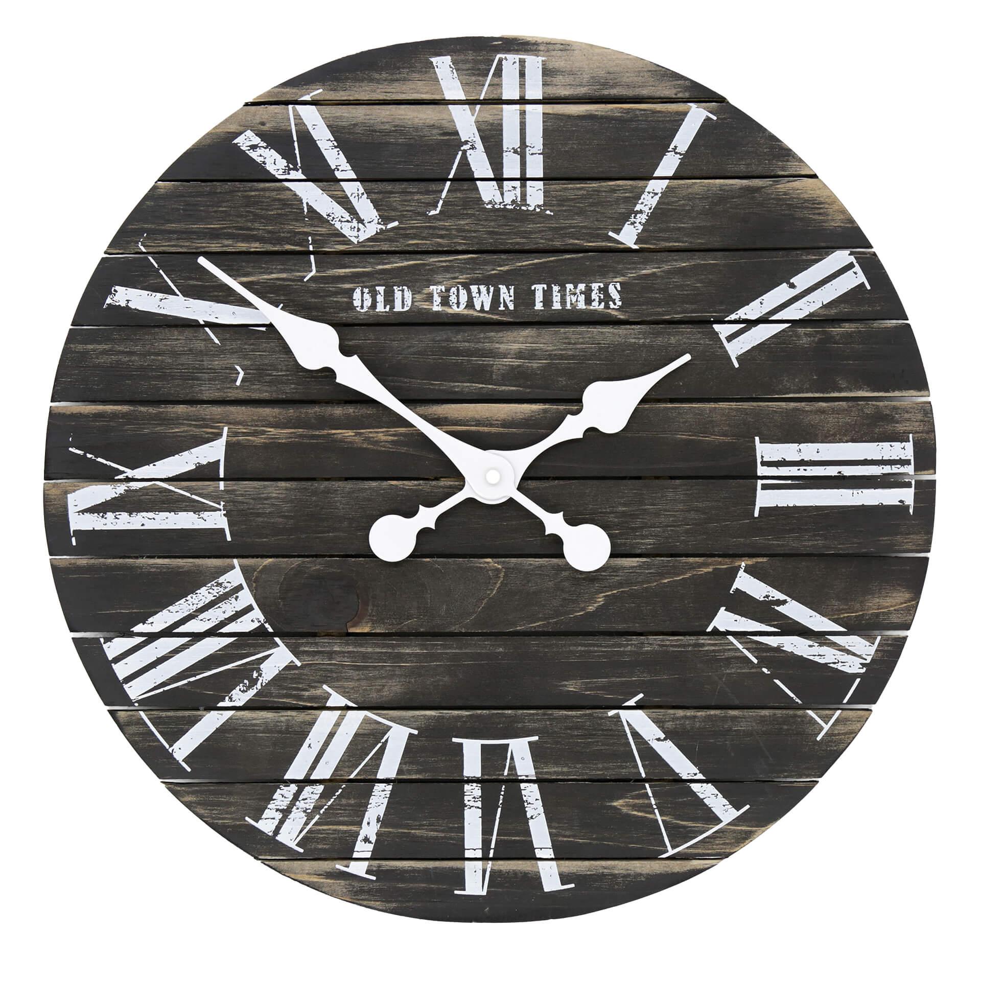 Wanduhr Holzbretter schwarz - Rund Ø45 cm