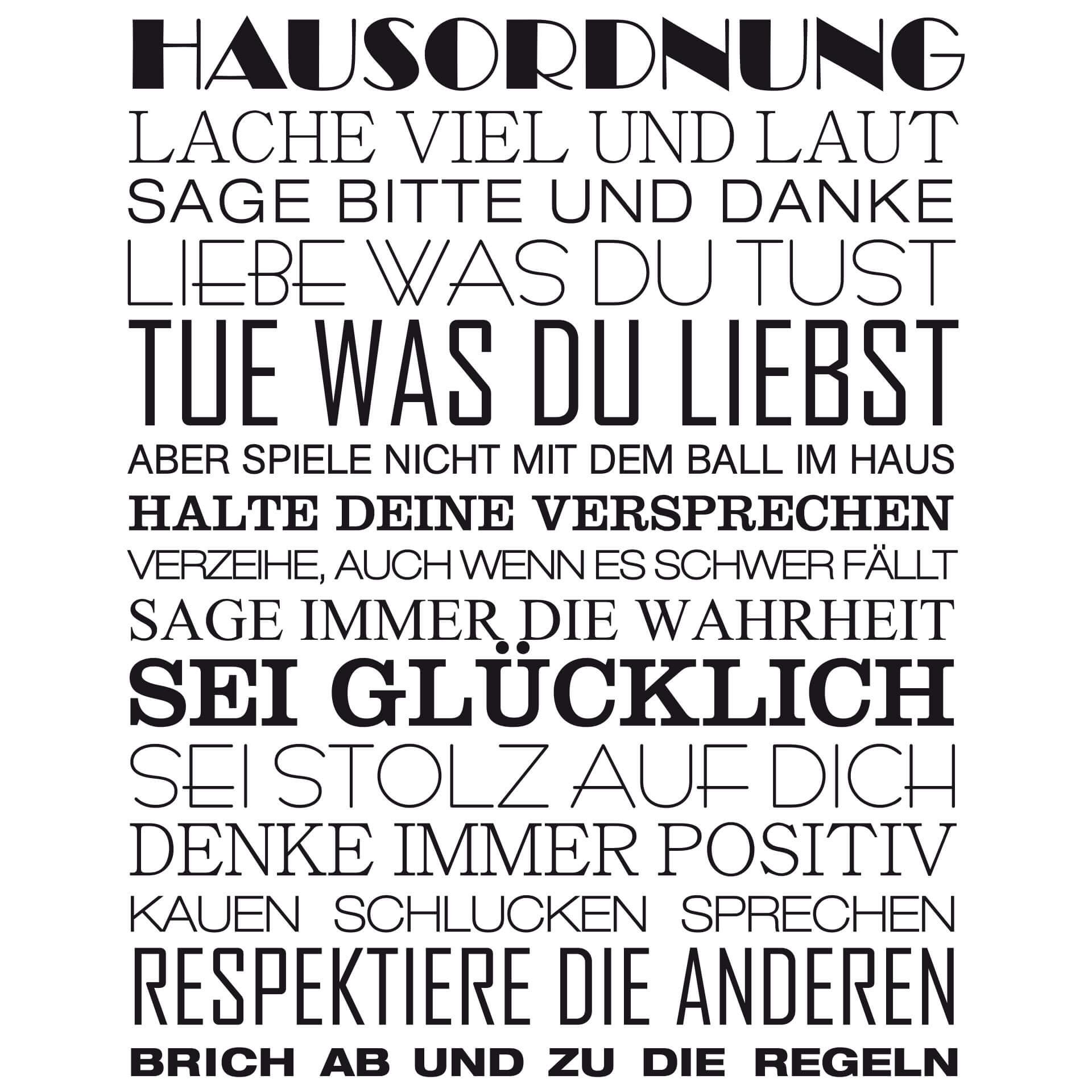 Wandtattoo Hausordnung