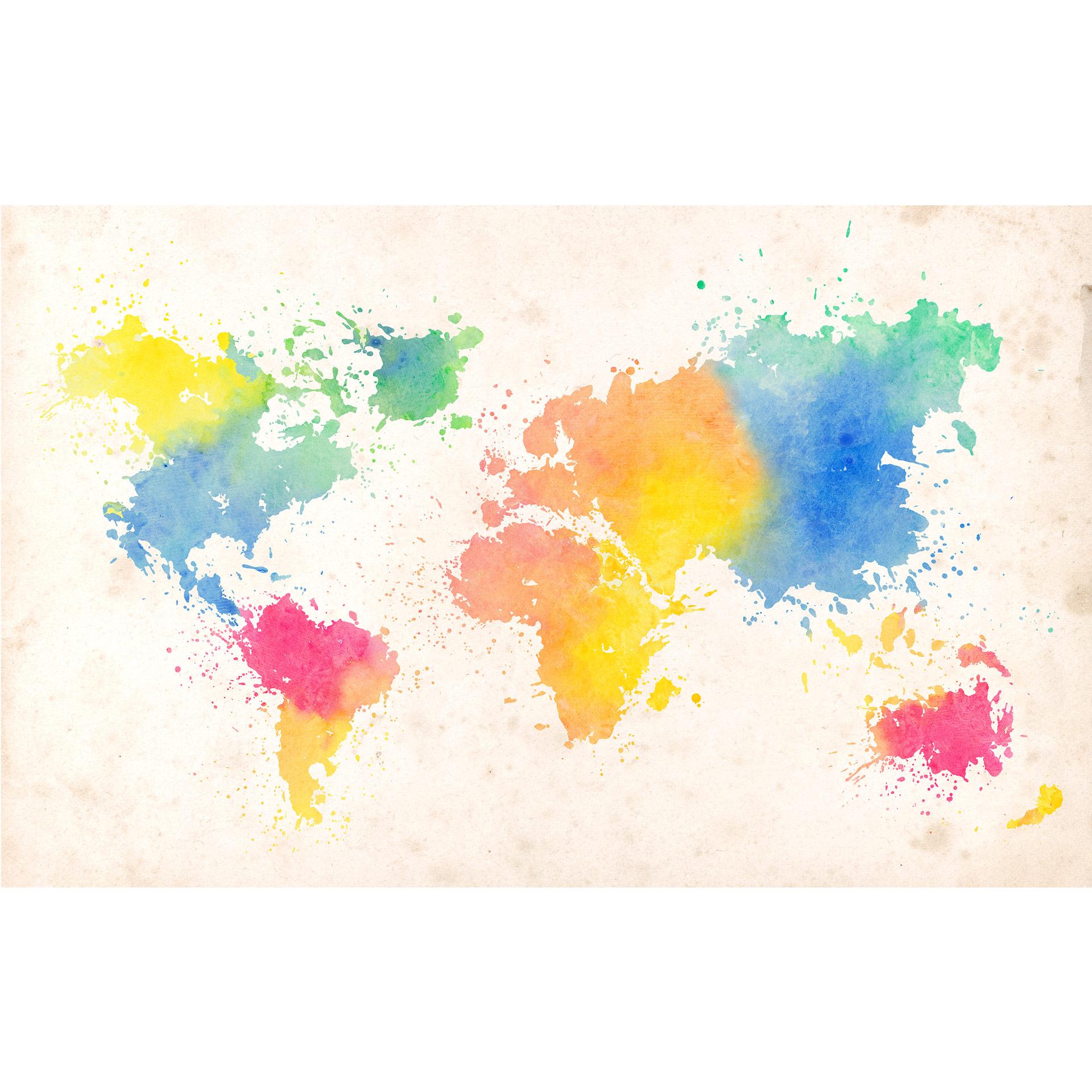 Fotobehang Wereldkaart - Aquarel