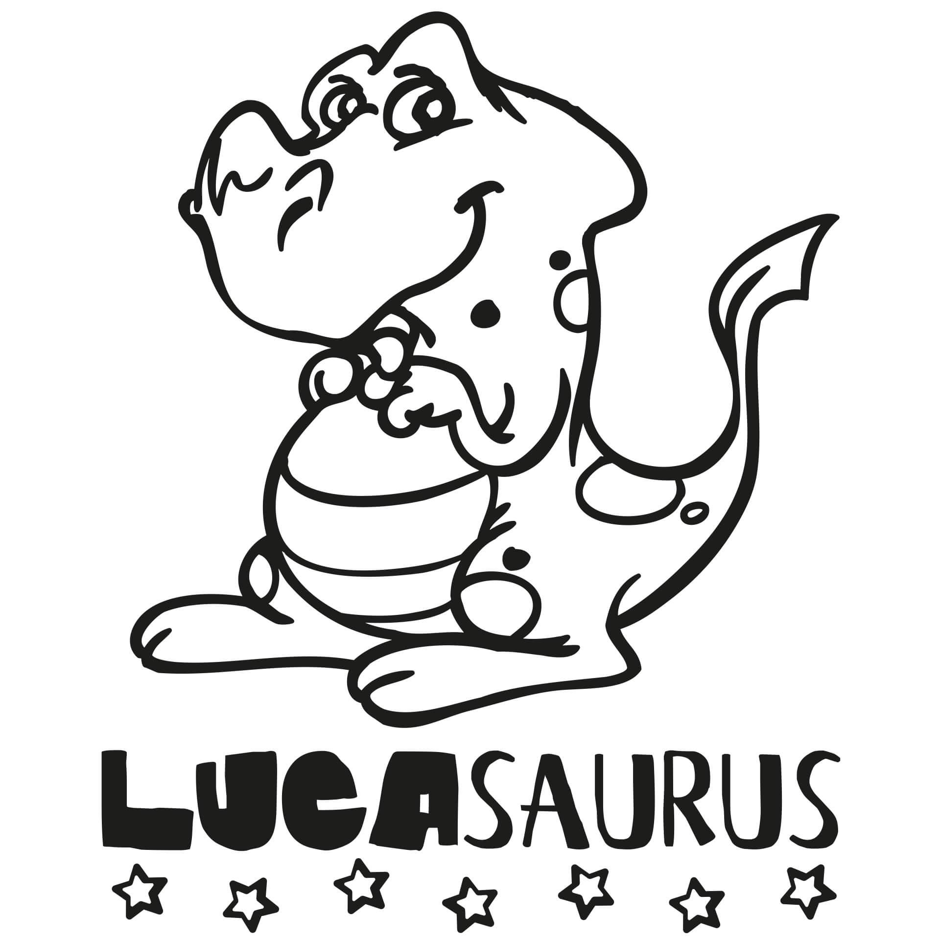 Muursticker Dino met eigen naam 01