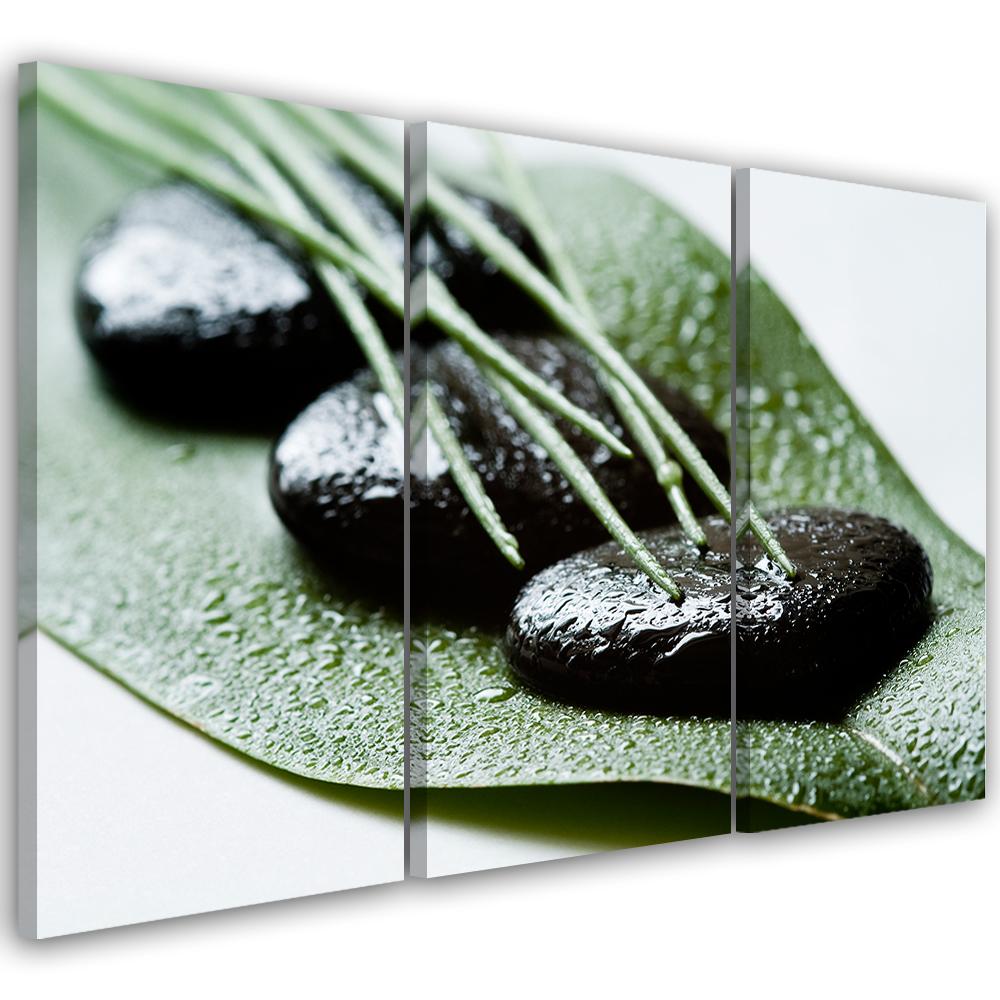 3 stykke lærredstryk Stones Foliage Nature Zen