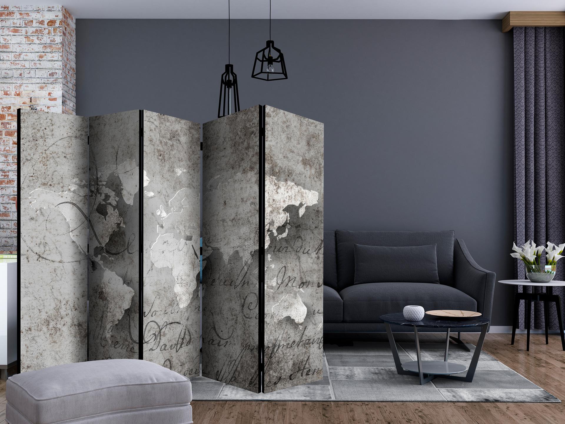 Divisorio - Mappamondo - Notizie dal mondo, 5 pezzi - 225x172 cm