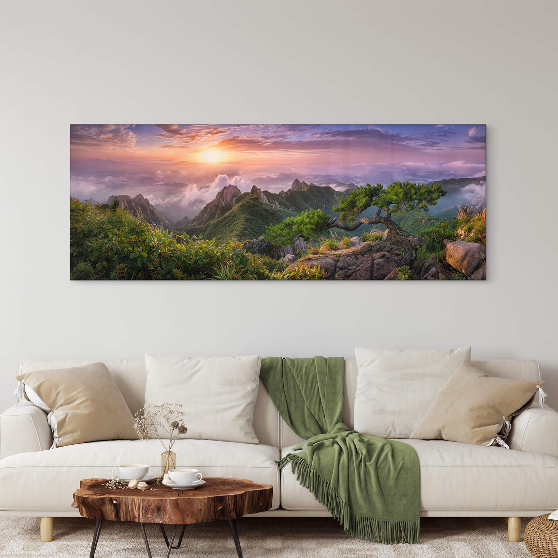 Akrylbillede Seo - Grønt bjerglandskab - Panorama