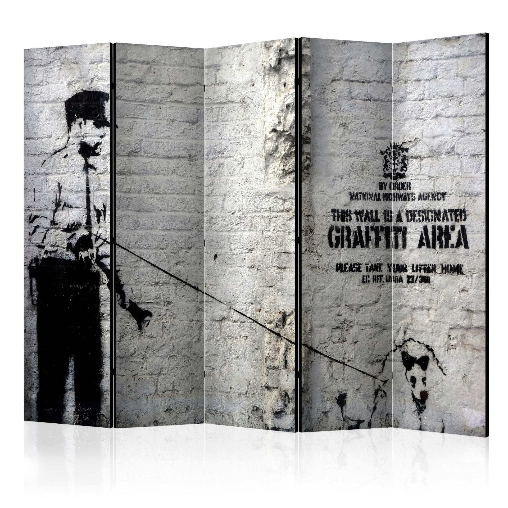 Skærm til rumdeling - Graffiti zone, 5-delt - 225x172 cm
