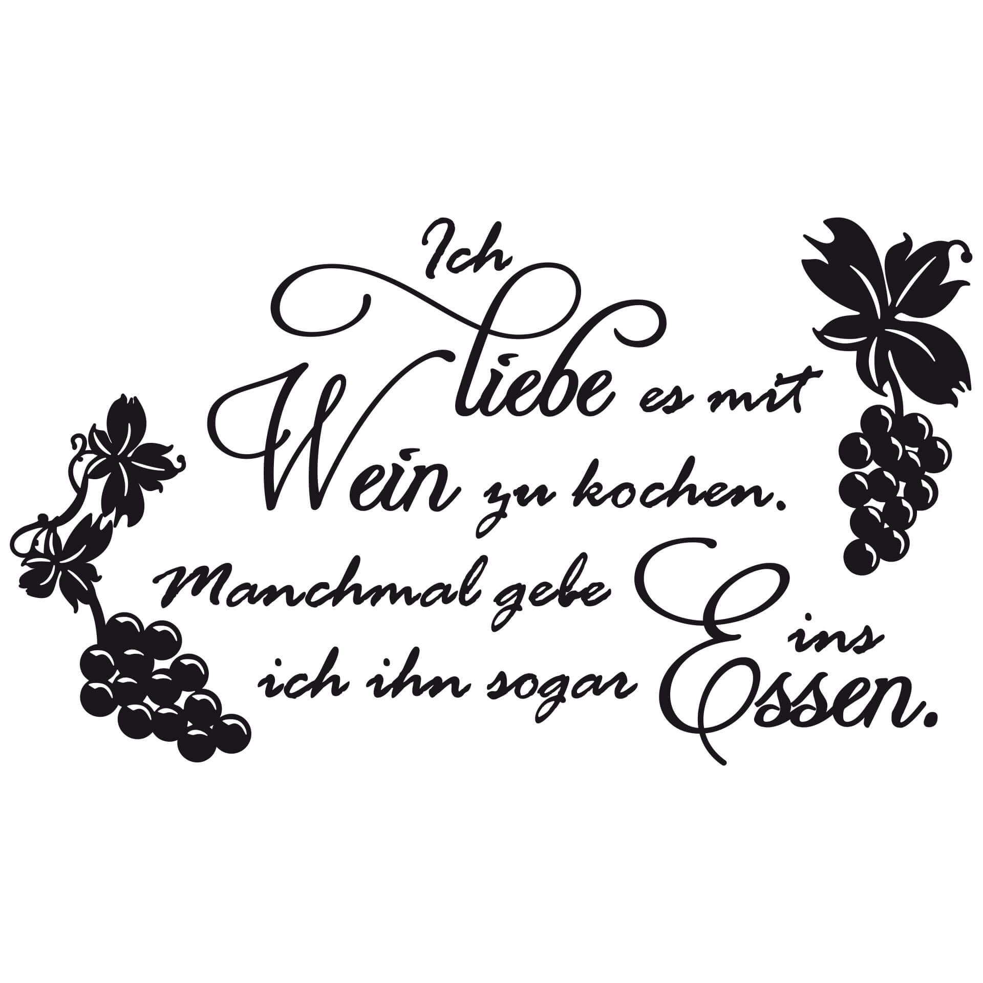 Wandtattoo Ich liebe es mit Wein zu kochen...