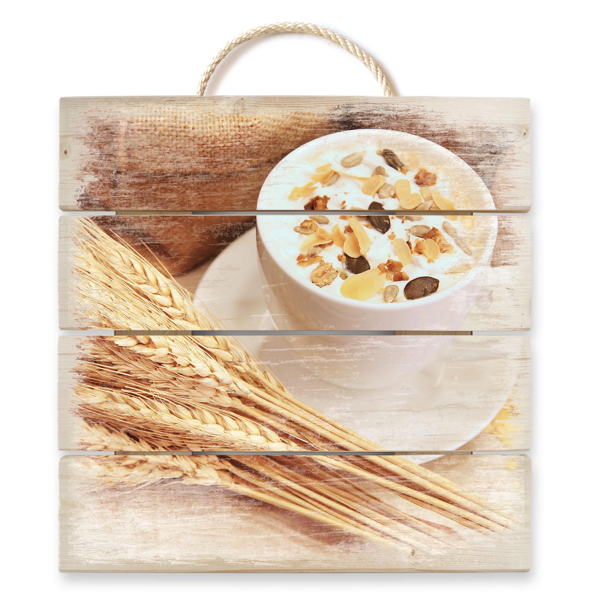 Cuadro de madera inicio desayuno - 40x41,5 cm