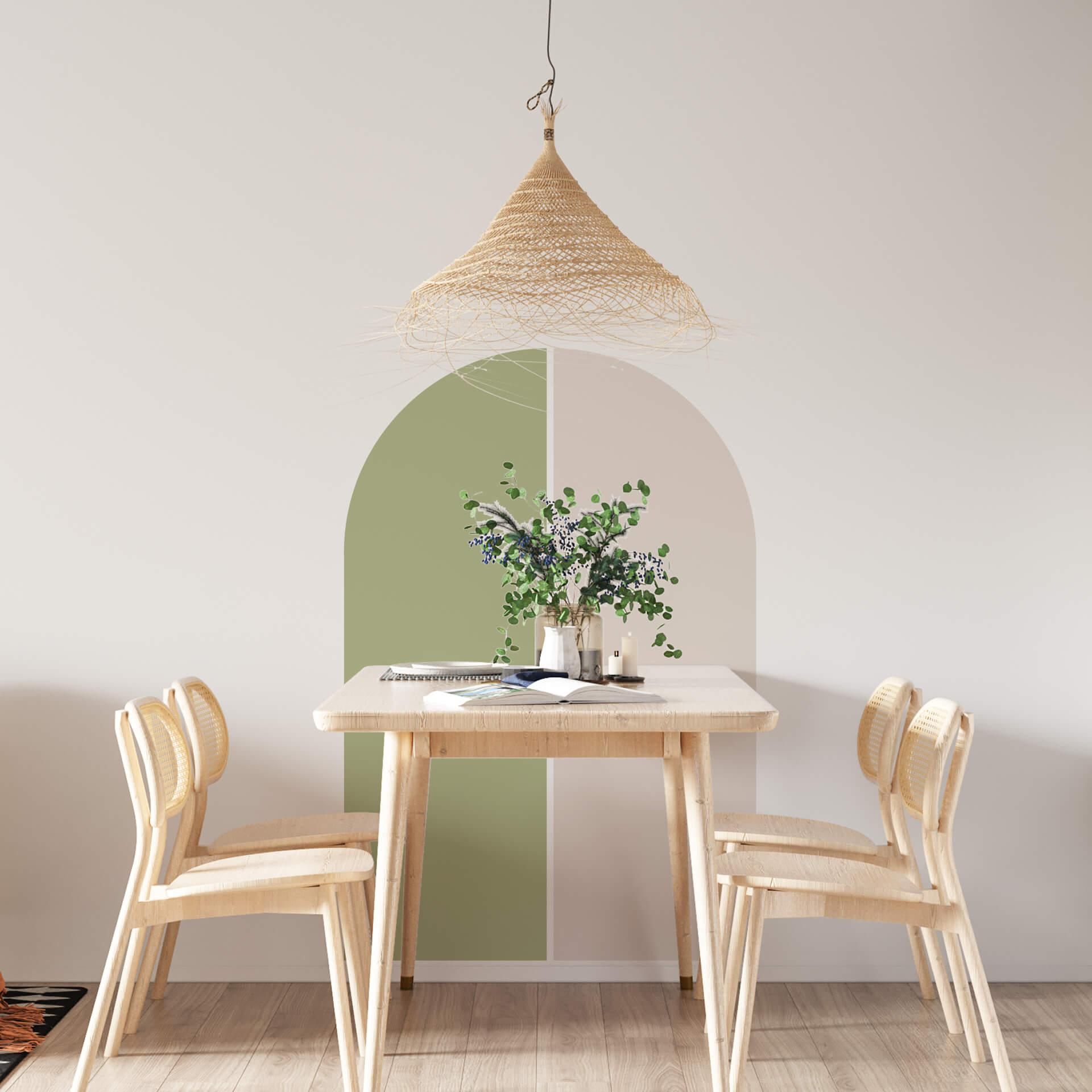 Adesivo murale Mezzi archi (set di 2) - larghi - beige pistacchio