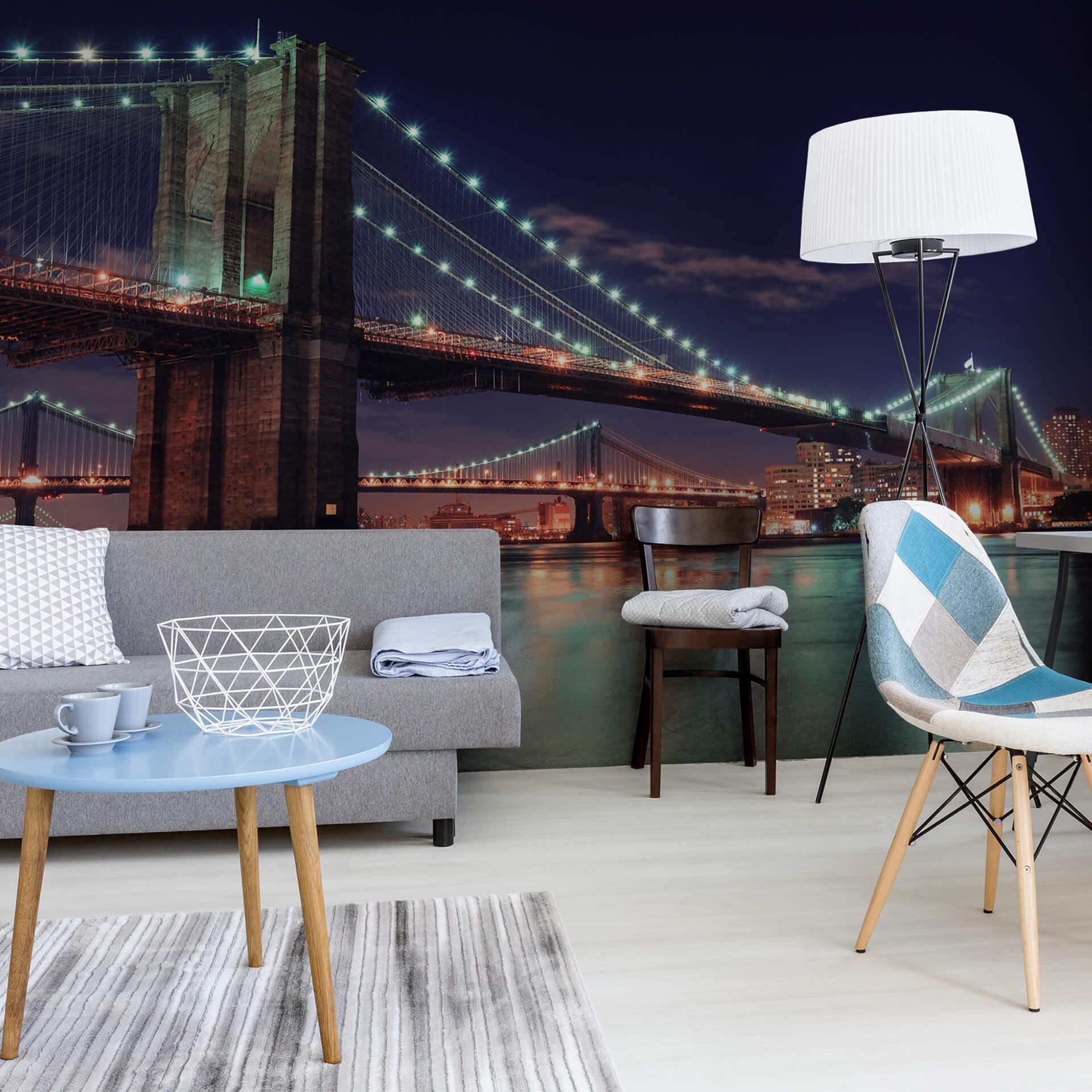 Fototapet Manhattan Bridge at Night 2 - 336x260 cm