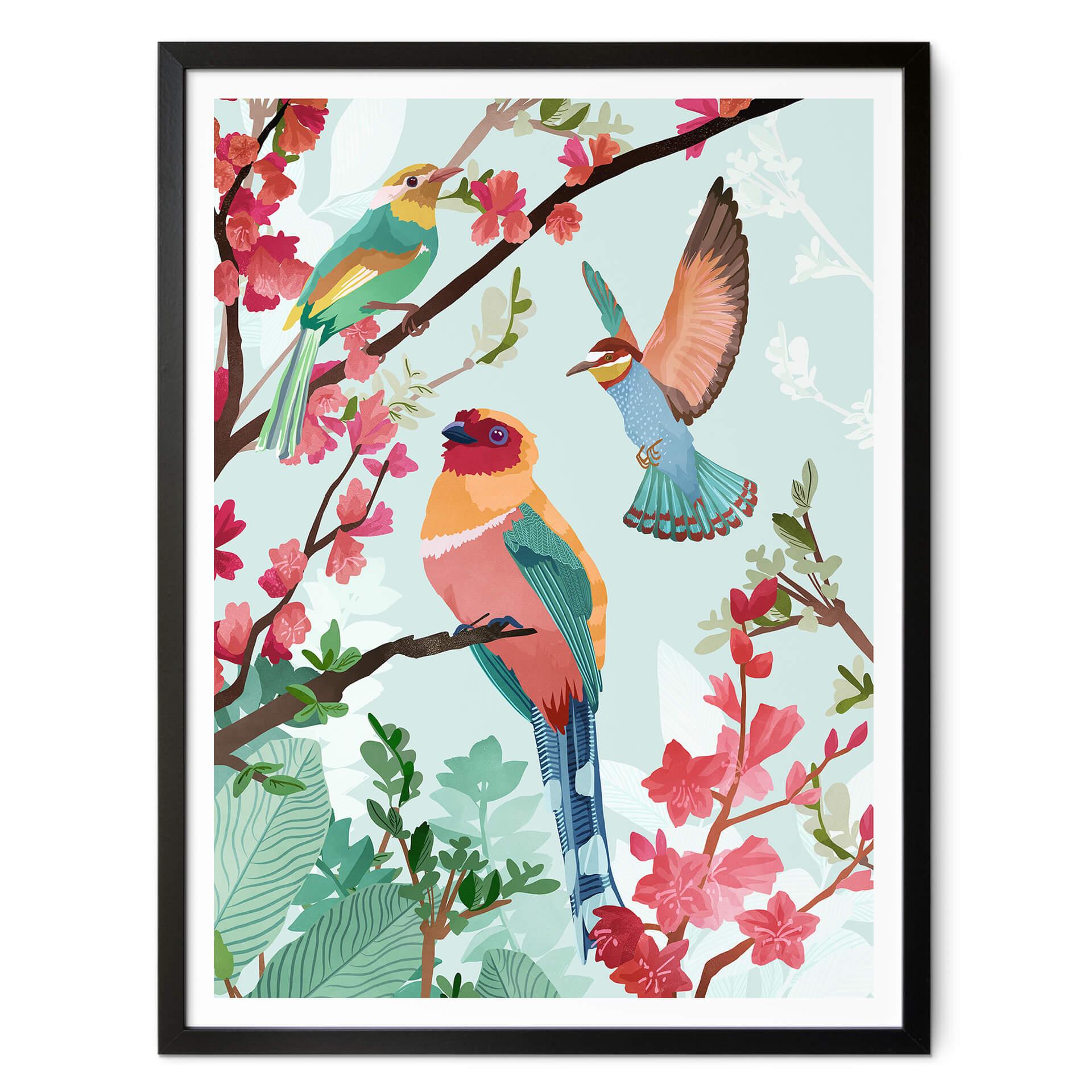 Póster Goed Blauw - Pájaros en verano