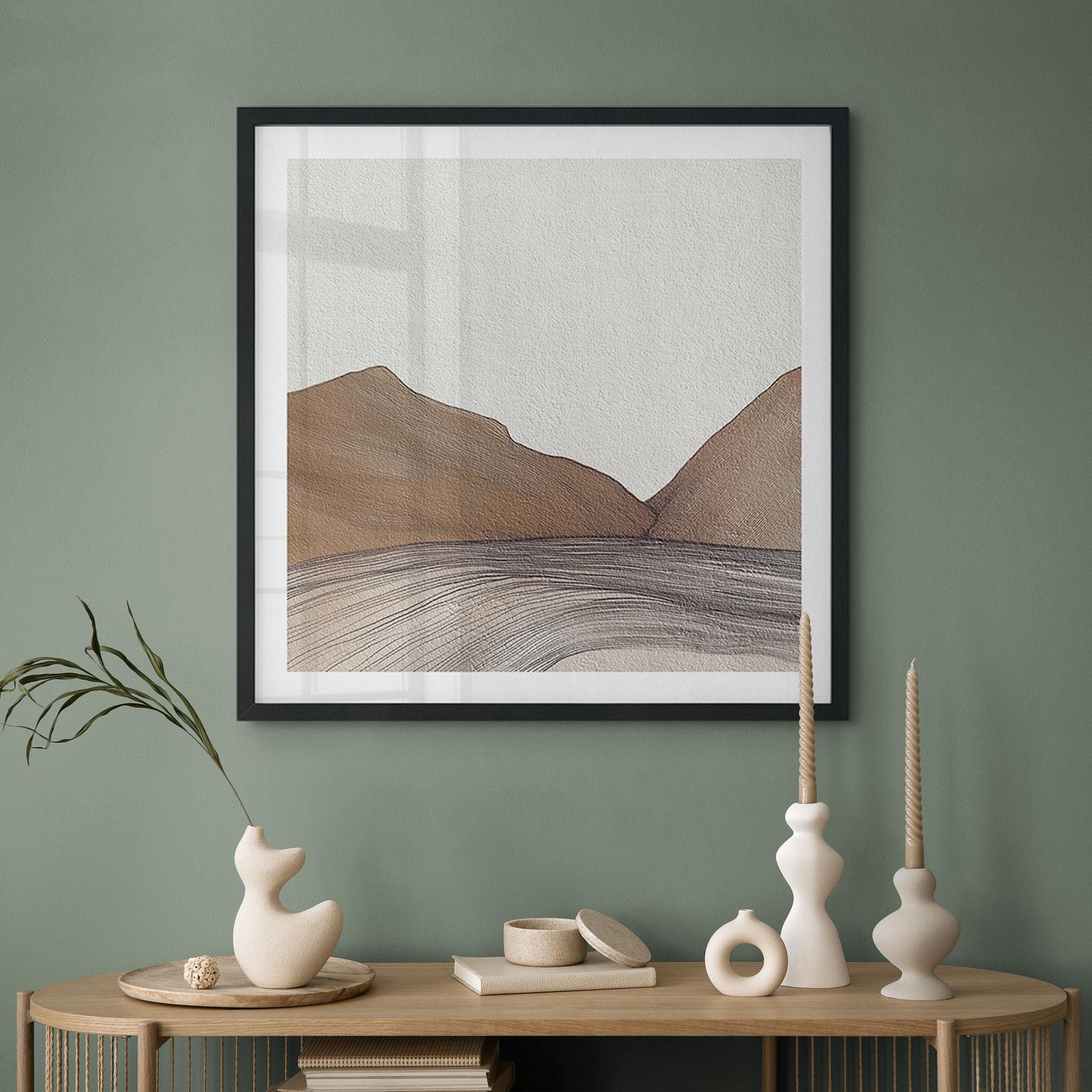Poster Line Art Berge und Wüste | Minimal Art - Alma - Quadratisch
