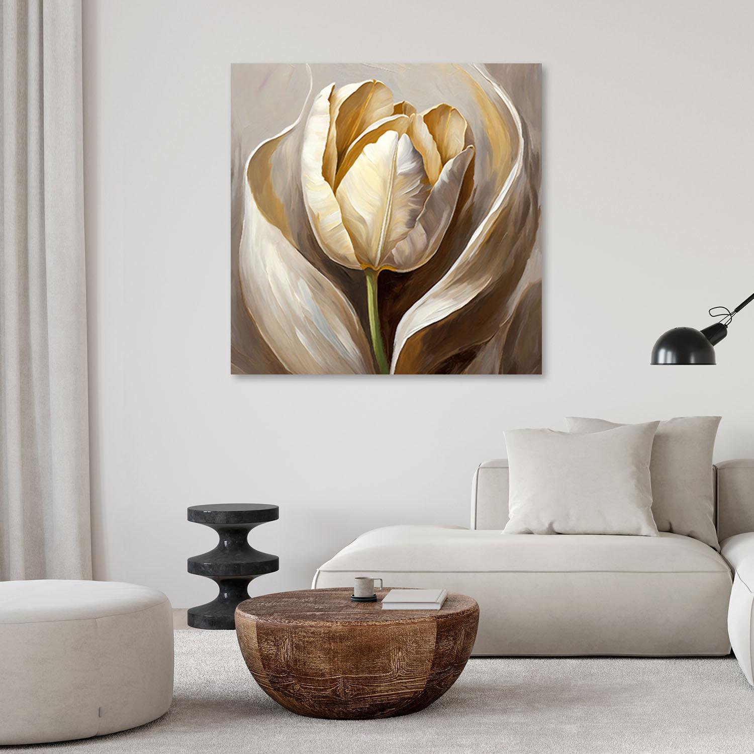 Leinwandbild Tulpenblumen wie handgemalt