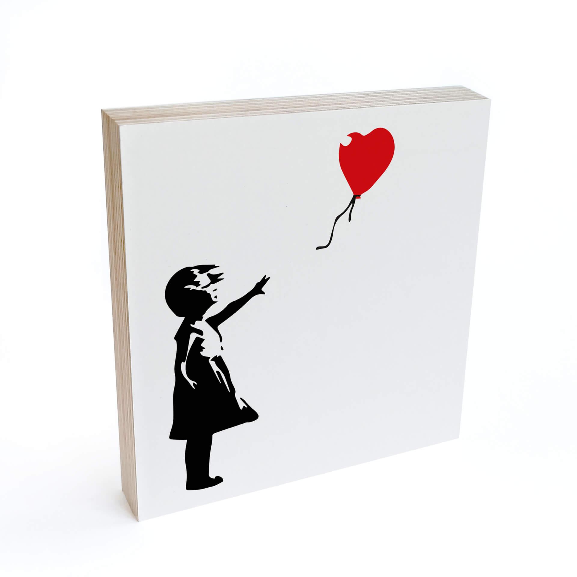 Træbillede til at stå - Banksy - Girl with the red balloon