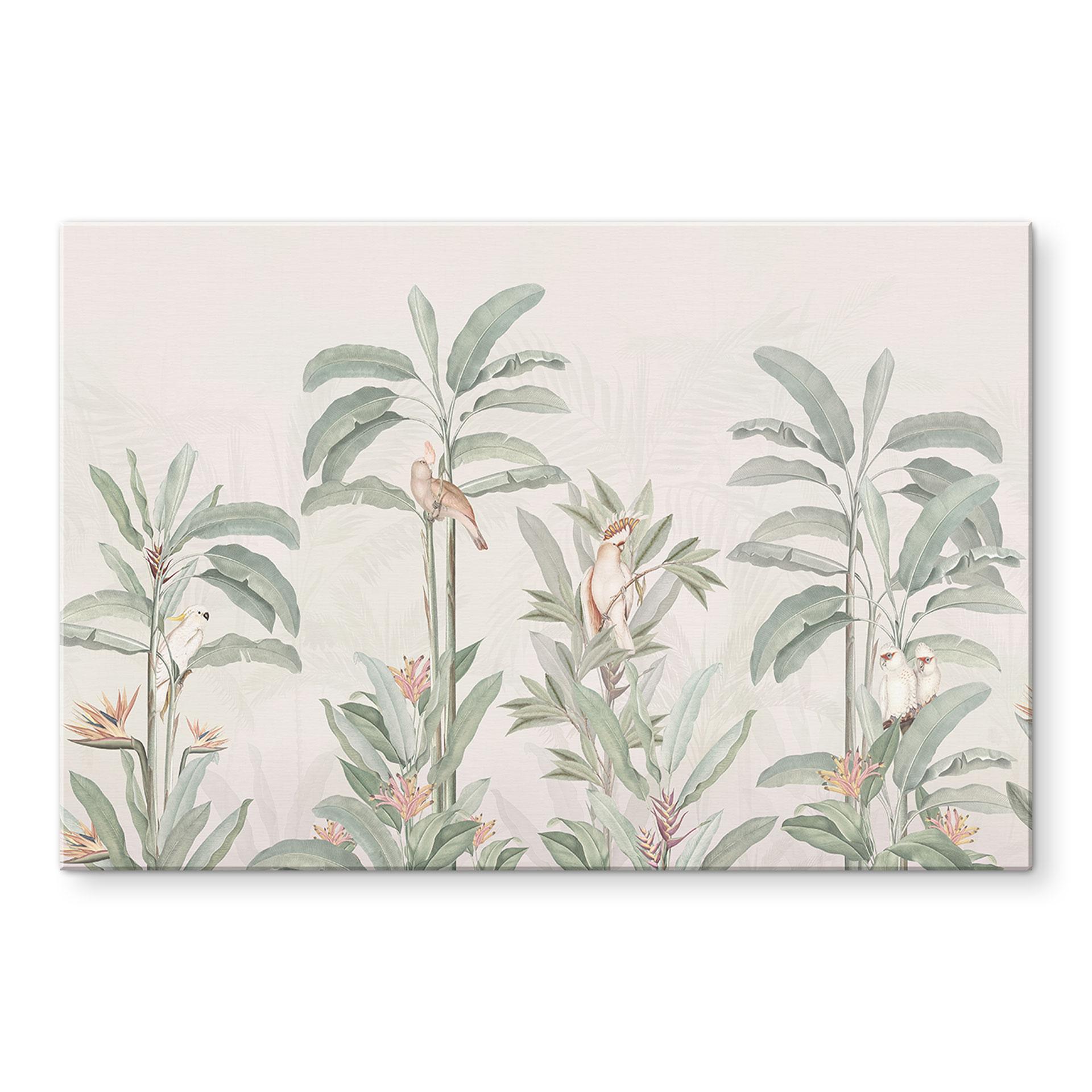 Tropisk skov med kakaduer - Bloomery Decor – print på aluminium (Alu-Dibond)