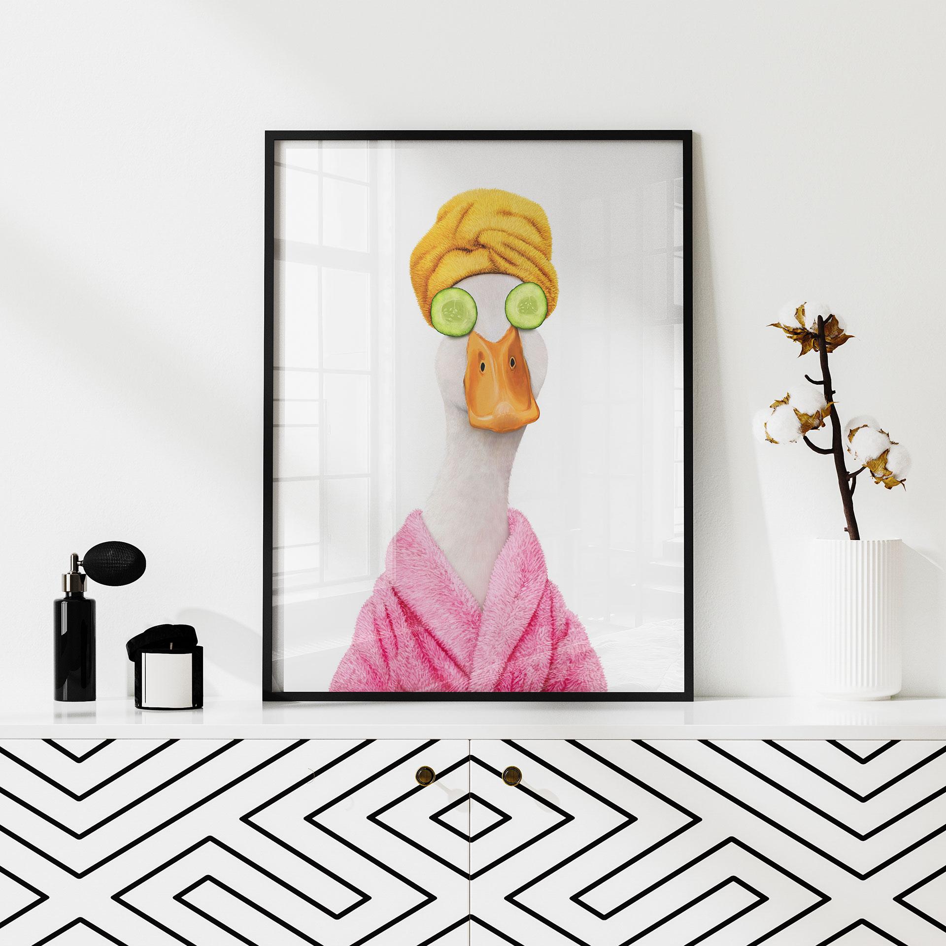 Plakat Śmieszna kaczka SPA z maseczką ogórkową - Korenkova