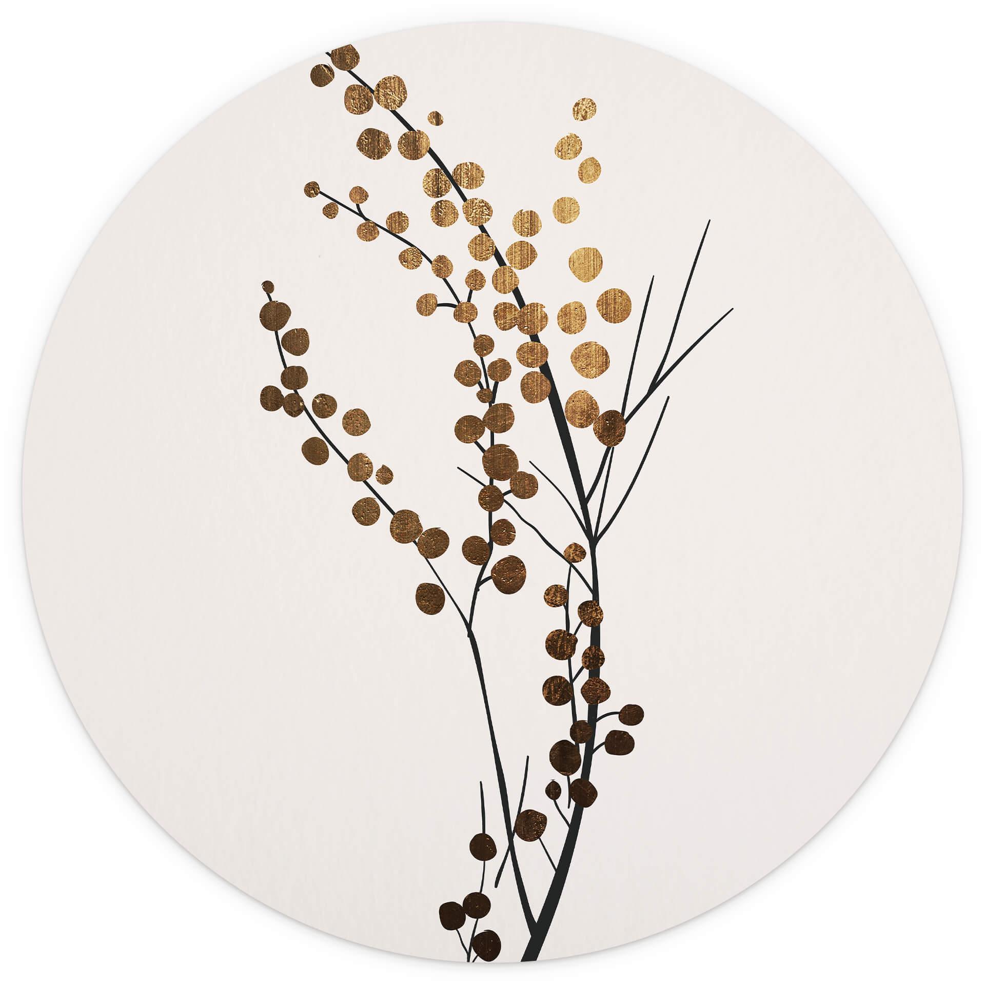 Fototapet - Rundt Kubistika - Golden Branch - vliesetapet/selvklæbende non-woven tapet