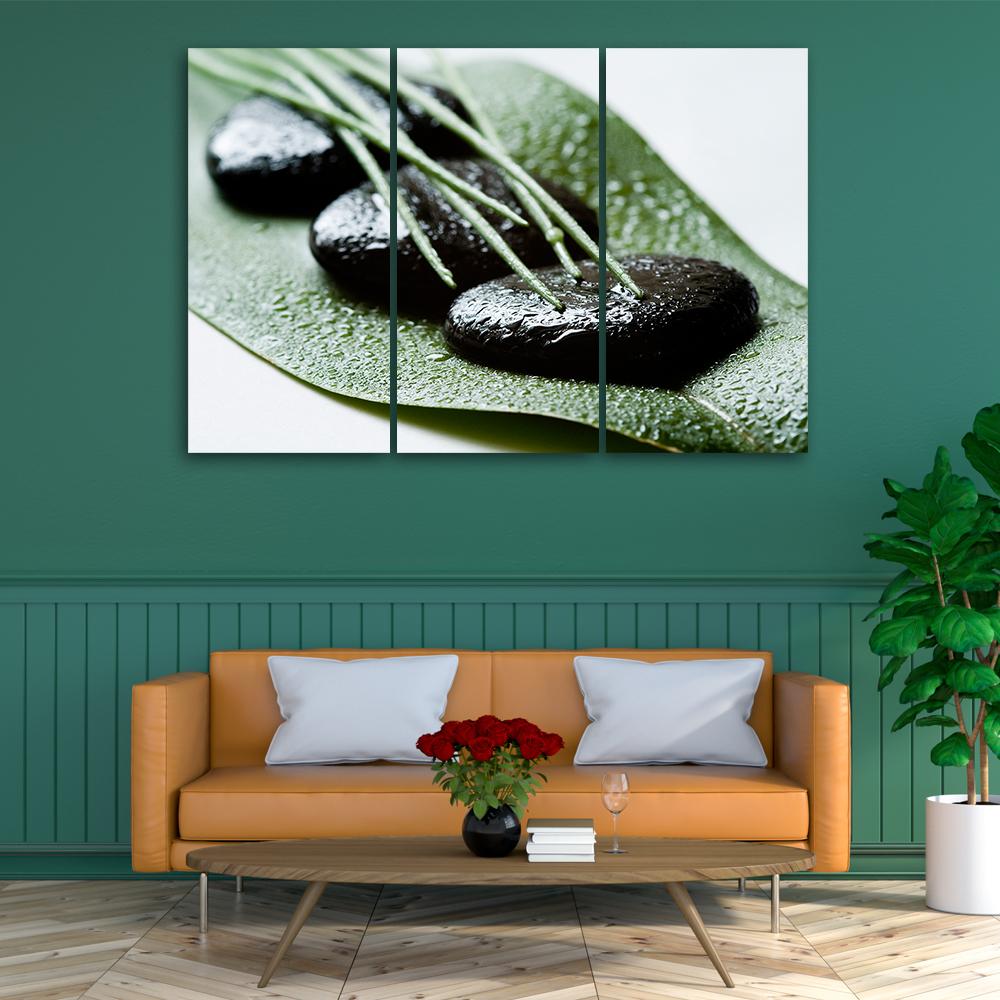 3 stykke lærredstryk Stones Foliage Nature Zen